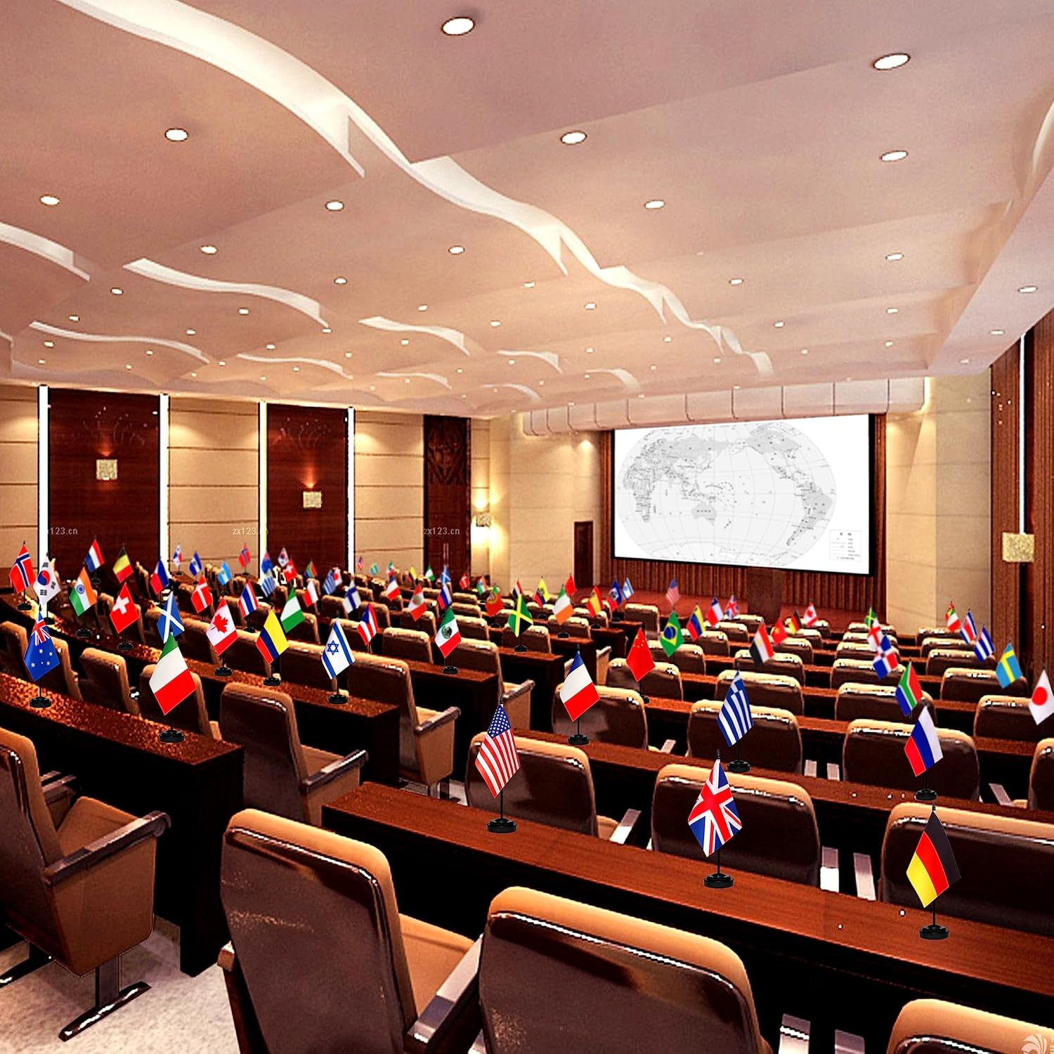 TSMD 50 Countries International World Desk Flags Set Small Mini Office Table Stick Flag with Stand Base,5x8 Inch - Image 6