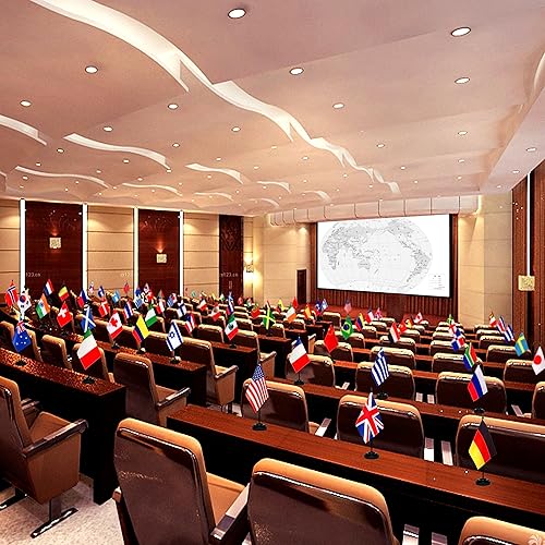 Miniatura 6 de TSMD 50 Countries International World Desk Flags Set Small Mini Office Table Stick Flag with Stand Base,5x8 Inch