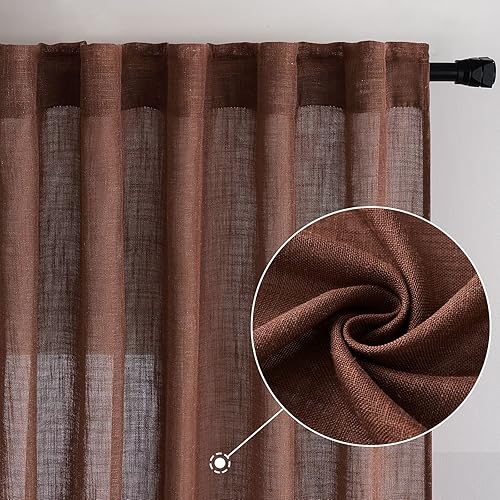 Vista 19 de MIULEE - Cortinas semitraslúcidas suaves y gruesas, textura de lino para dormitorio y sala de estar, para Navidad, con trabilla trasera y jareta, 84