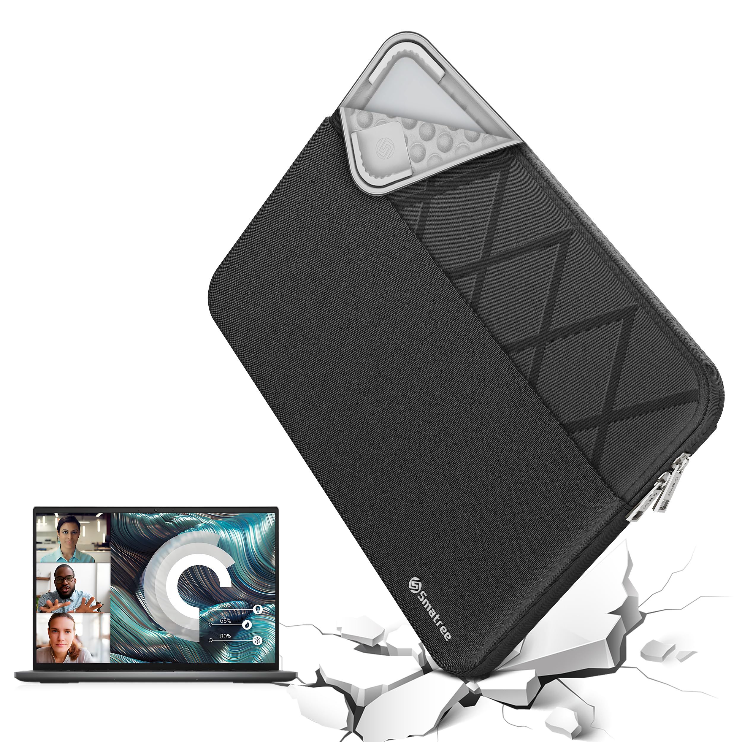Smatree Custodia - Custodia per laptop Dell Inspiron 15 da 15,6", con tasca per accessori, cerniera YKK, design brevettato antiurto (E602)