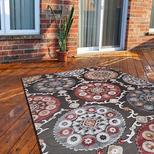 Miniatura 103 de CAMILSON Indoor Outdoor Rug 5x7 Bohemian Medallion Floral Area Rugs for Indoor and Outdoor Patios Easy-Cleaning Non-Shedding Living Room Garden and