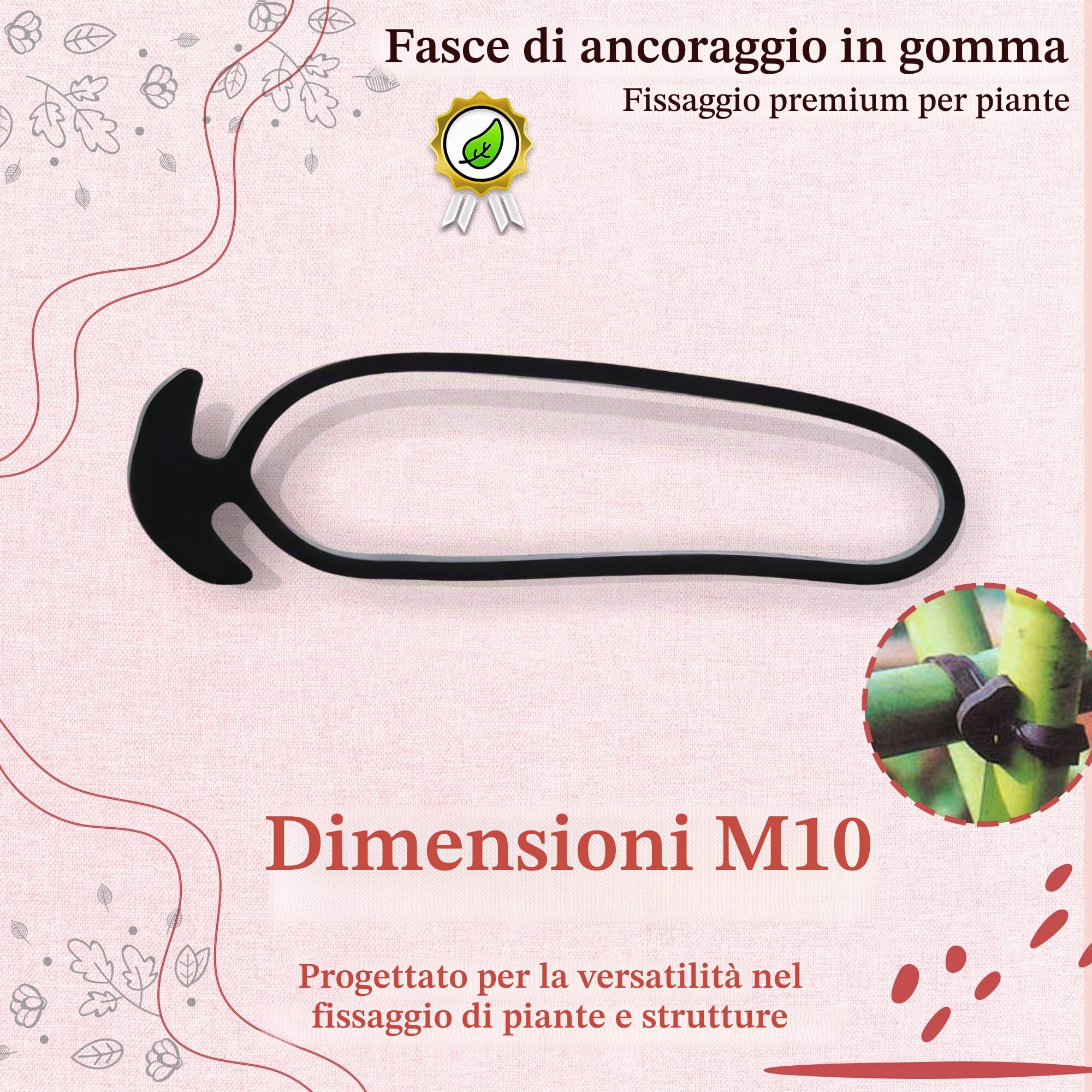 DOJA Industrial | Gancio Elastico Gomma di 10CM | Pack 100 | Fissaggio Elastici con Gancio Ancora per Orto Teloni Supporto Piante Pomodori | Tenditore Elastico per Sostegno Tutore Pali o Canne Bambu