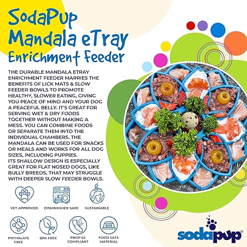 Miniatura 3 de SodaPup Mandala eTray - Bandeja duradera de alimentación lenta fabricada en Estados Unidos con material no tóxico, seguro para mascotas, seguro para