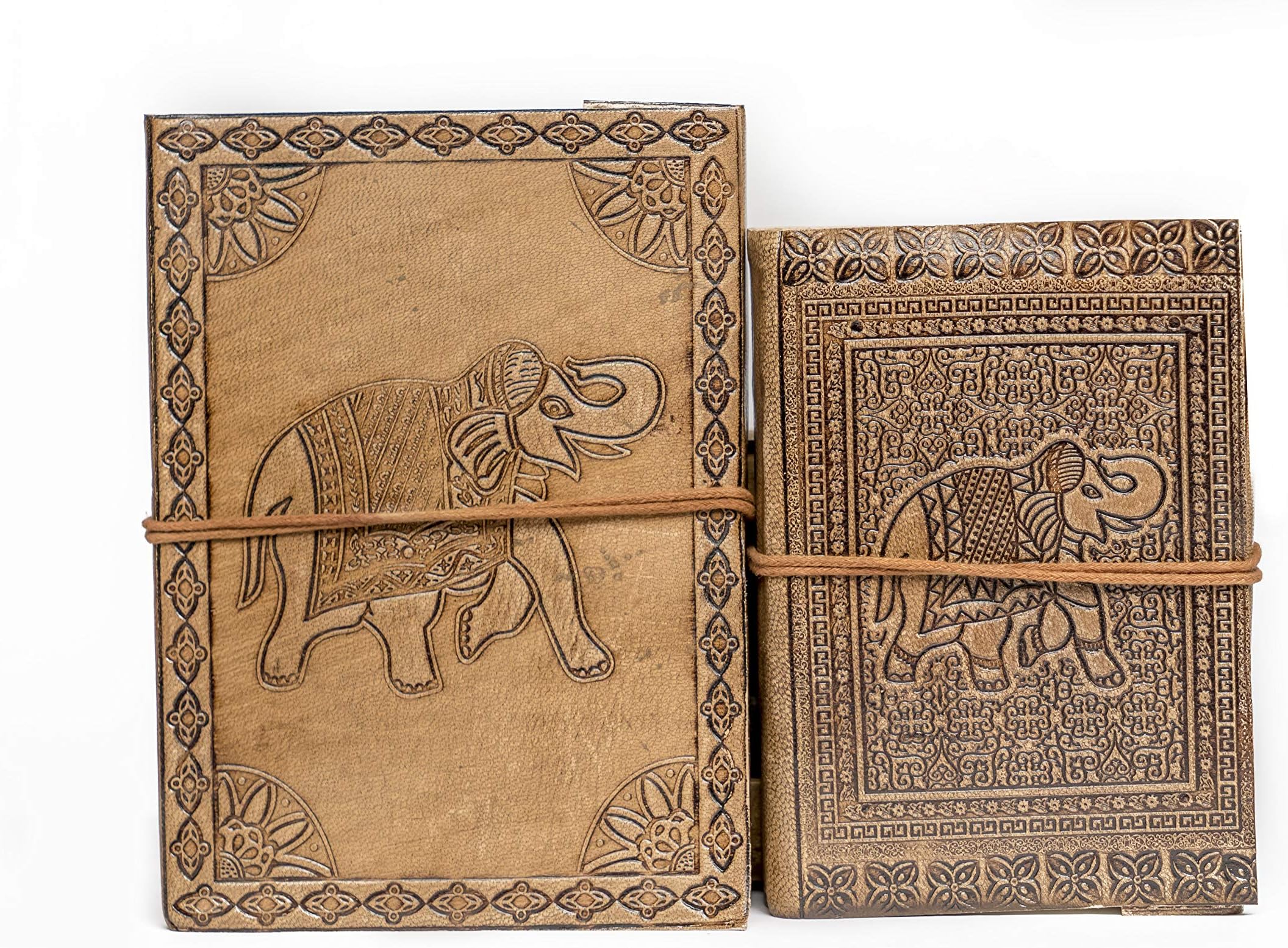 Anshika International Handmade Leather Embossed Elephant Diary Pack of 2