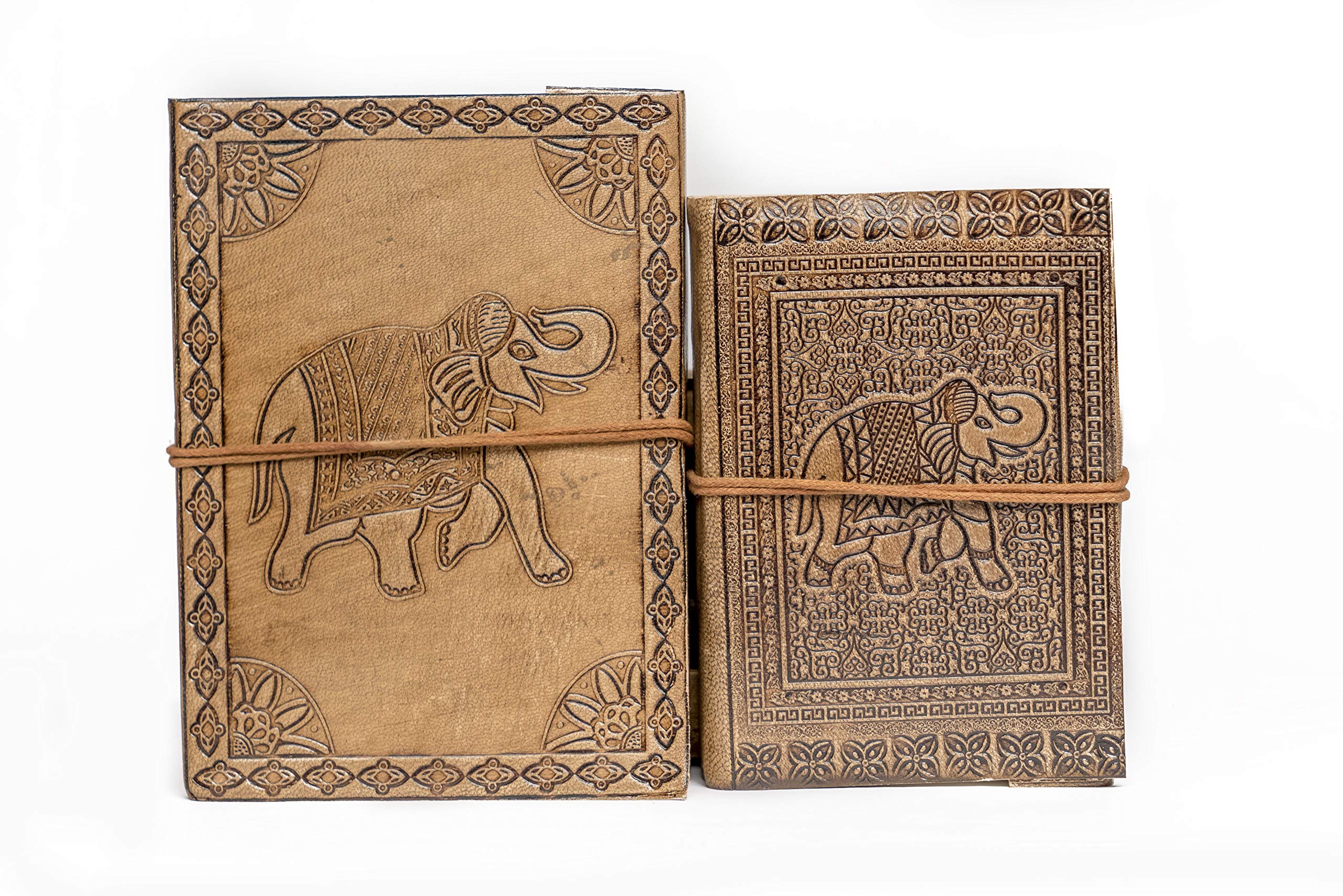 Anshika International Handmade Leather Embossed Elephant Diary Pack of 2
