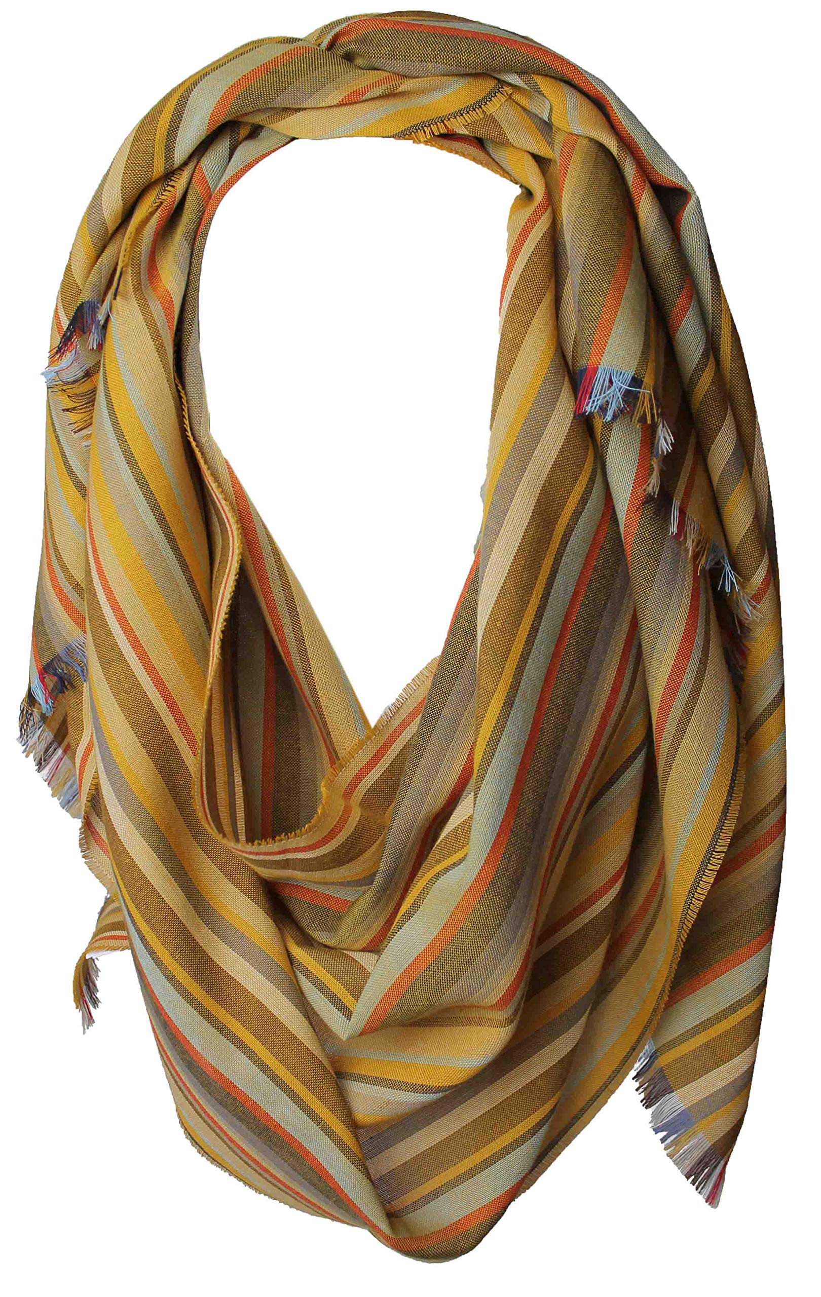 Rotfuchs Sciarpa in cotone sciarpa da donna sciarpa estiva sciarpa da uomo aspetto rugoso blu giallo chiaro check 200 x 30 cm Made in Germany