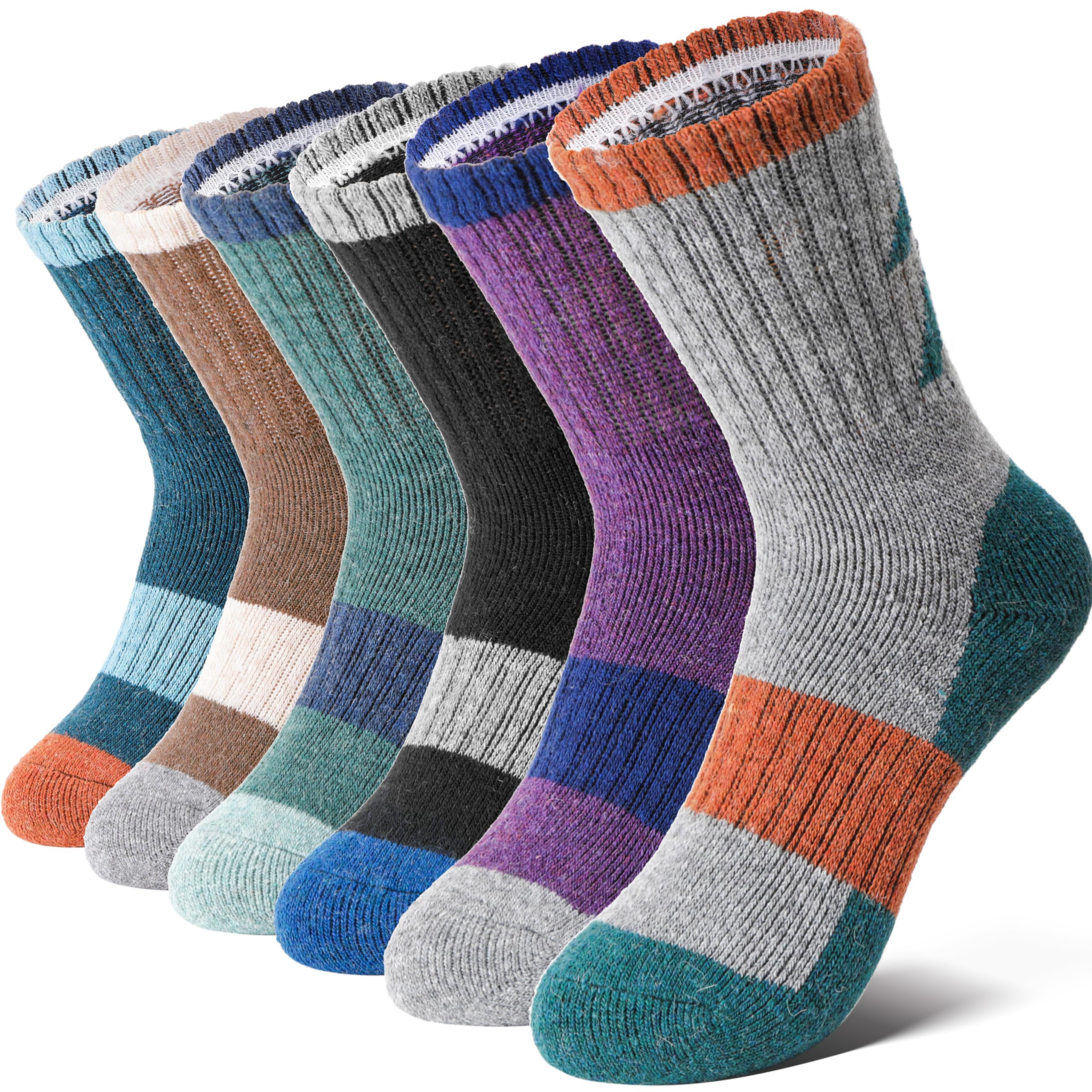 Anlisim Kids Merino Wool Hiking Socks for Boys Girls Toddlers, 6 Pairs
