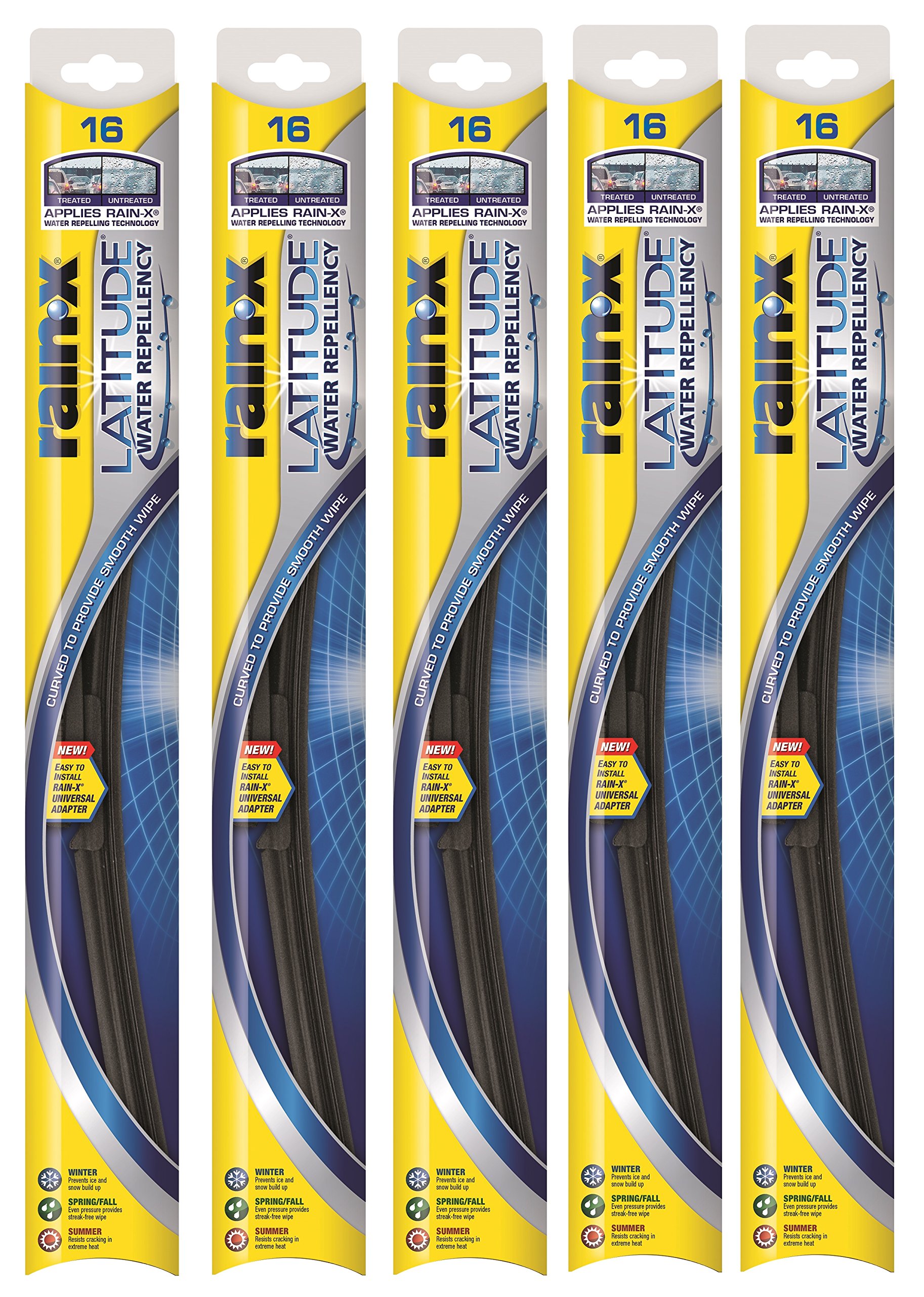 Rain-X 5079274-2-5PK Latitude 2-IN- 1 Water Repellency Wiper Blade, 16" (Pack of 5)