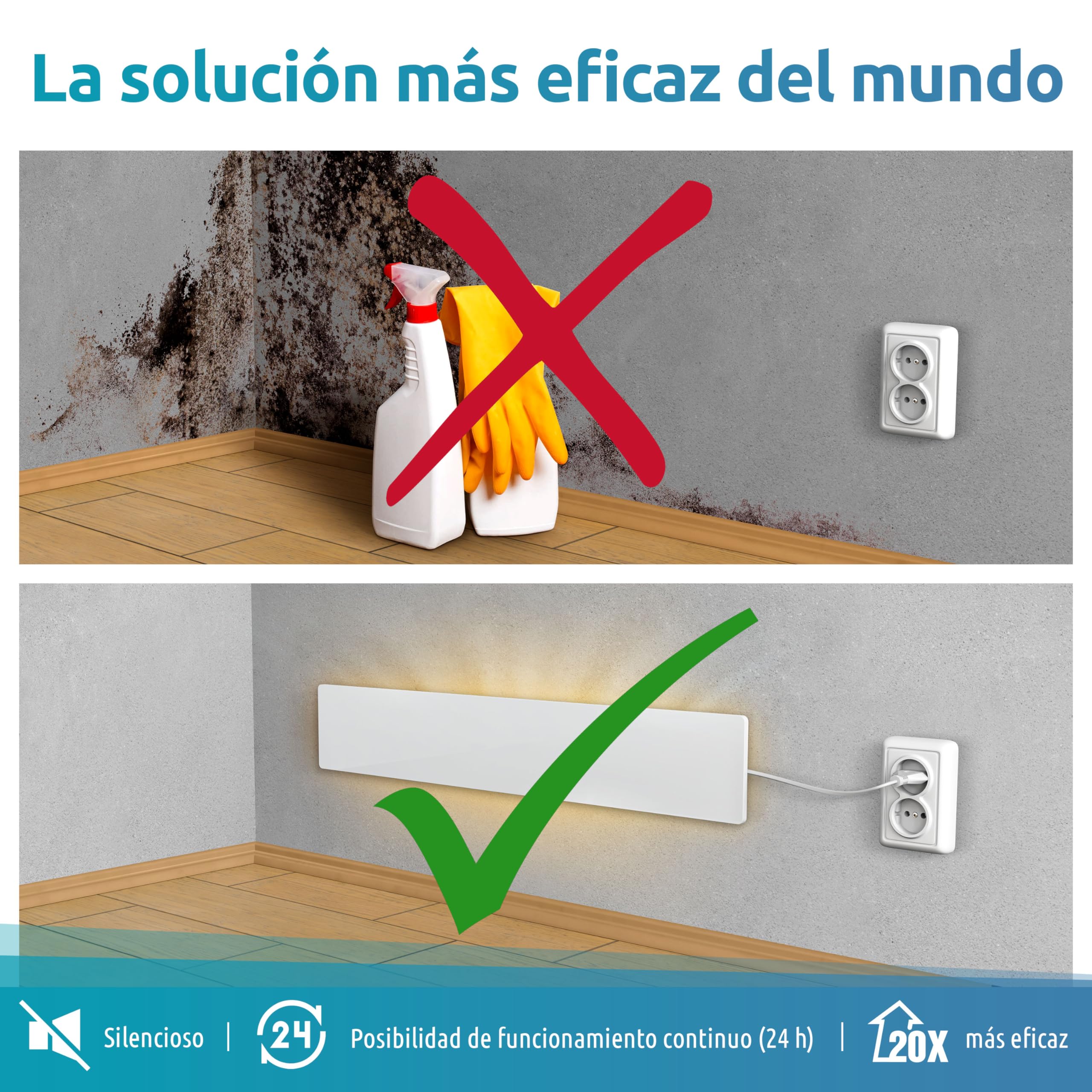 ELIAS Destructor de moho – Desmoldeo negro para paredes sin productos químicos – Calefacción de pared para cada habitación – Potente calentador antimoho como alternativa al spray de moho