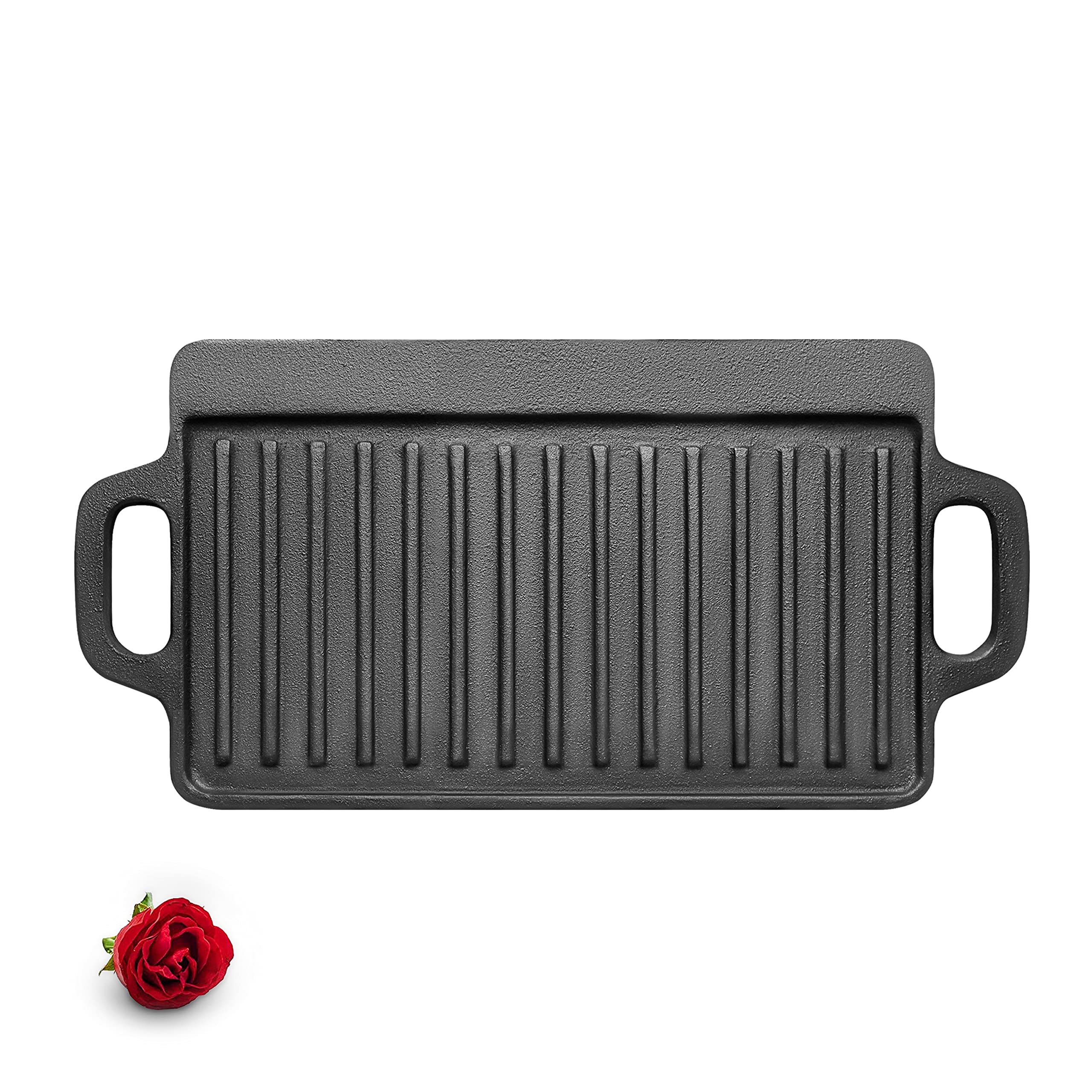 Cast Iron Griddle Plate 13 x 8 inch Reversible Cast Iron Grill