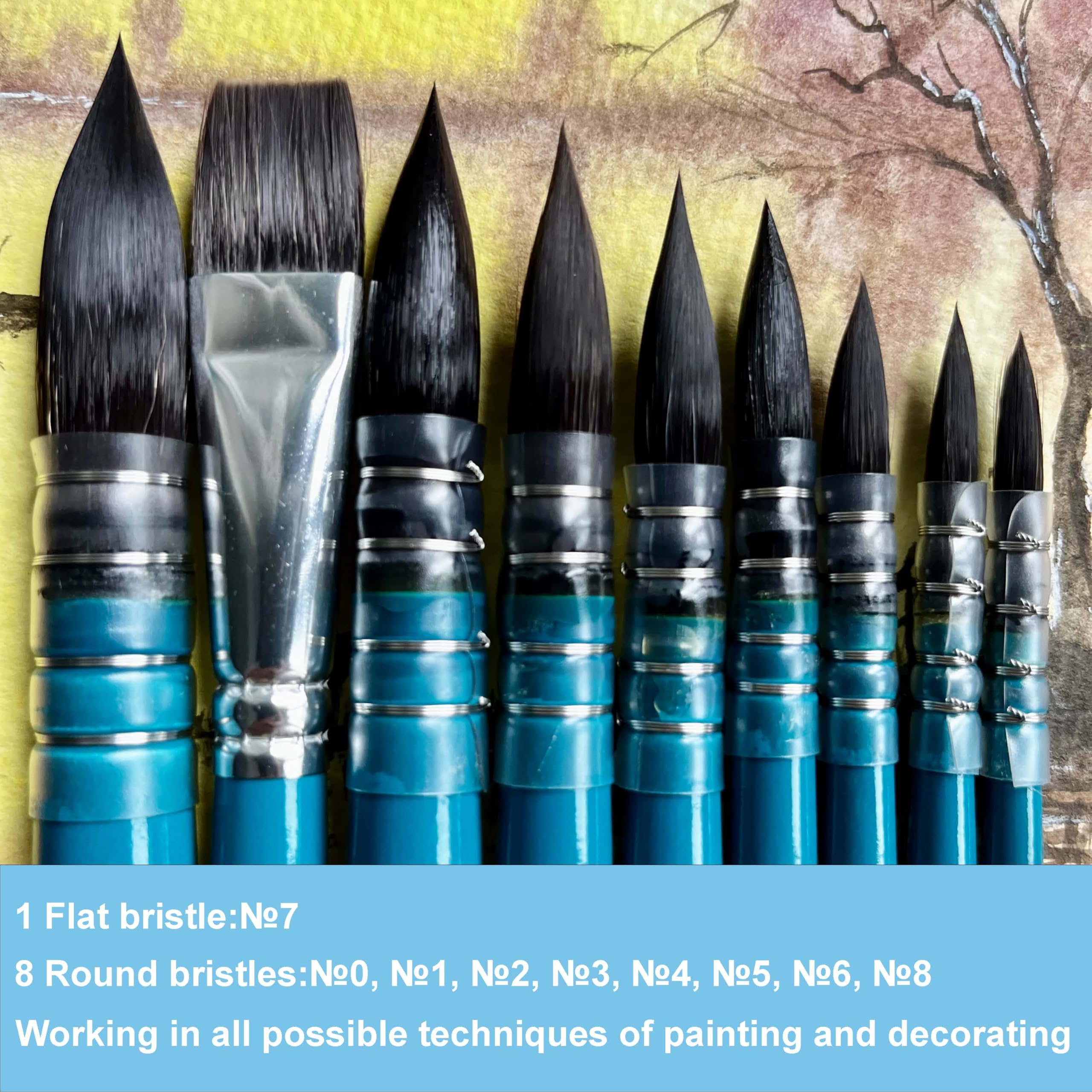 Watercolor Brushes Set, Synthetic Squirrel Hair Paint Brushes