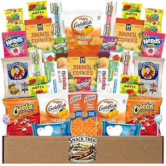 Snack Trek Kids Snacks Travel Box Variety Pack, Assorted Sweet and Savory Treats Care Package, Bulk Food Gift Basket for College Students, Grandkids, Teens, Coworkers Office and Adults, 35 Items