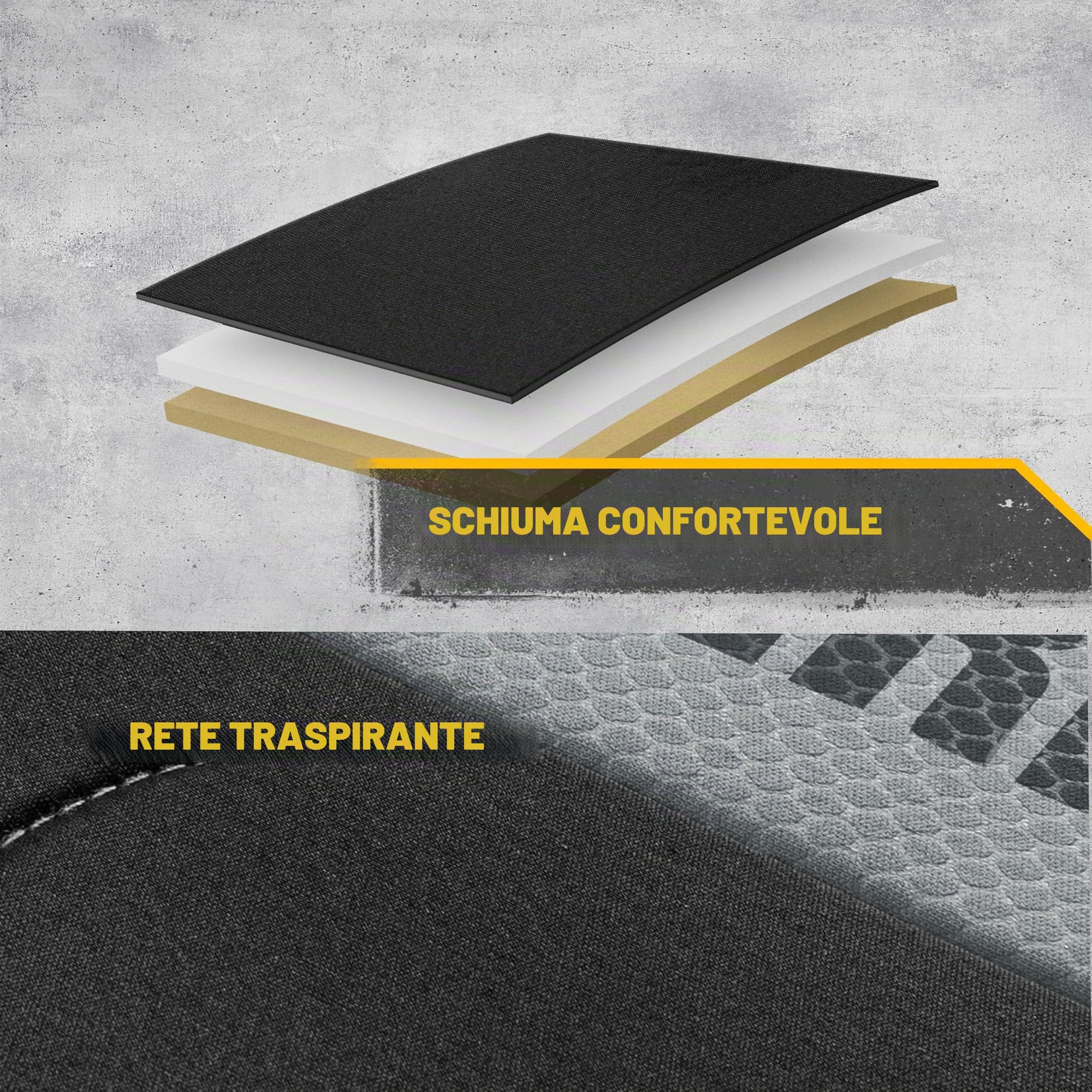 CA&T CAT erpillar Flexfit Coprisedili per auto, camion e SUV (set da 2) – Coprisedili neri per sedili anteriori, protezione per sedili con bordo grigio a nido d'ape, coperture interne auto