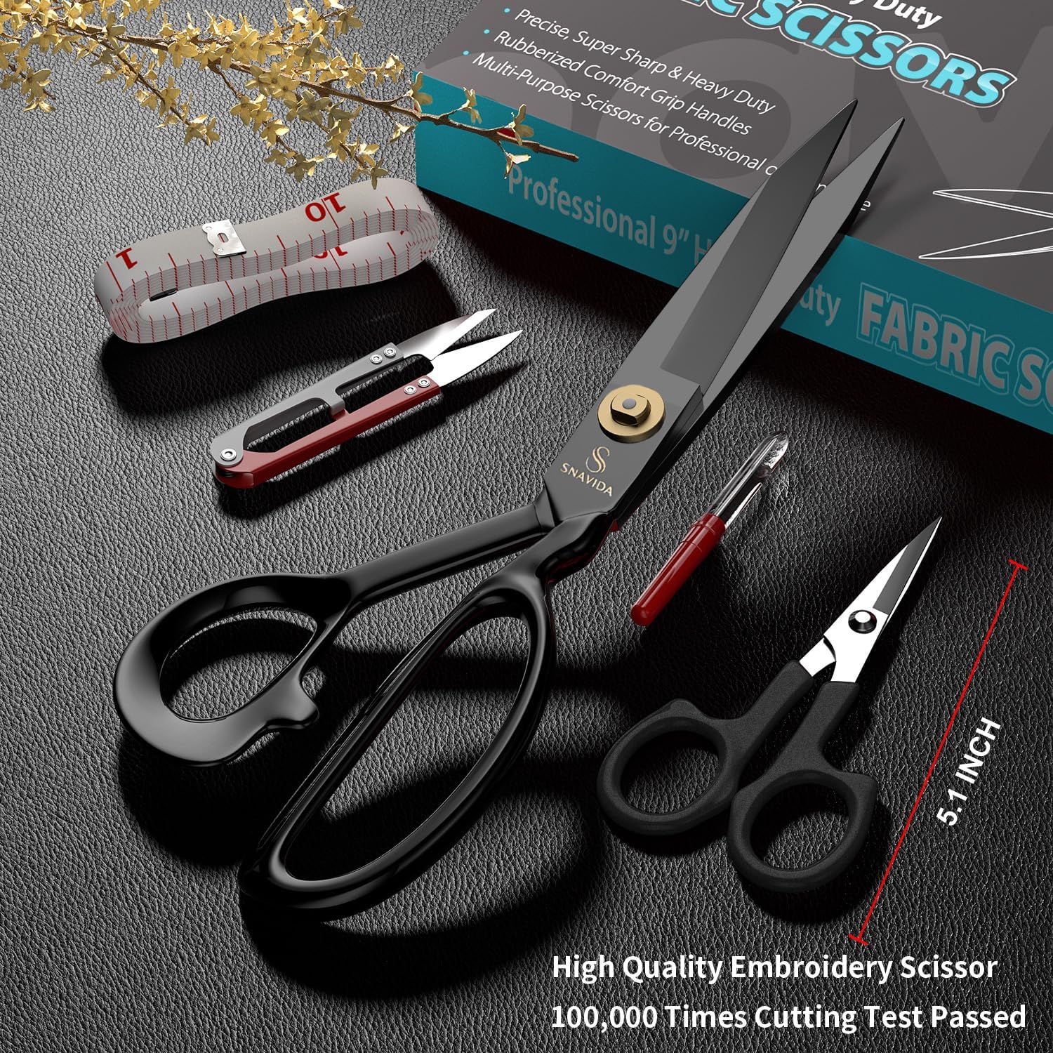 Professional Fabric Scissors for Cutting Clothes Heavy Duty Sewing Shears Scissors All Purpose Ultra Sharp Metal Tailor Scissors set for Leather Upholstery Office Craft Dressmakers (10 Inch)