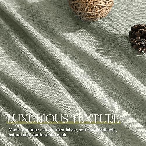 Miniatura 3 de Cortinas de lino verde salvia de 84 pulgadas de largo, 2 paneles para sala de estar, dormitorio, cortinas transparentes filtrantes de luz de 84