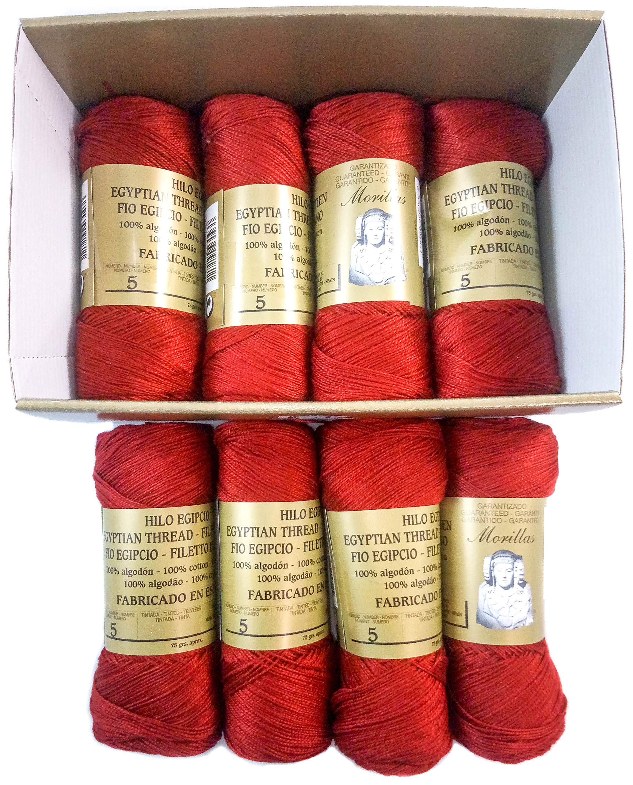 8 Gomitoli Di Cotone Egiziano Mercerizzato Ne 5/2, Colore Senape 34, 100% Cotone Perlé Per Uncinetto E Maglia, Prodotto In Spagna