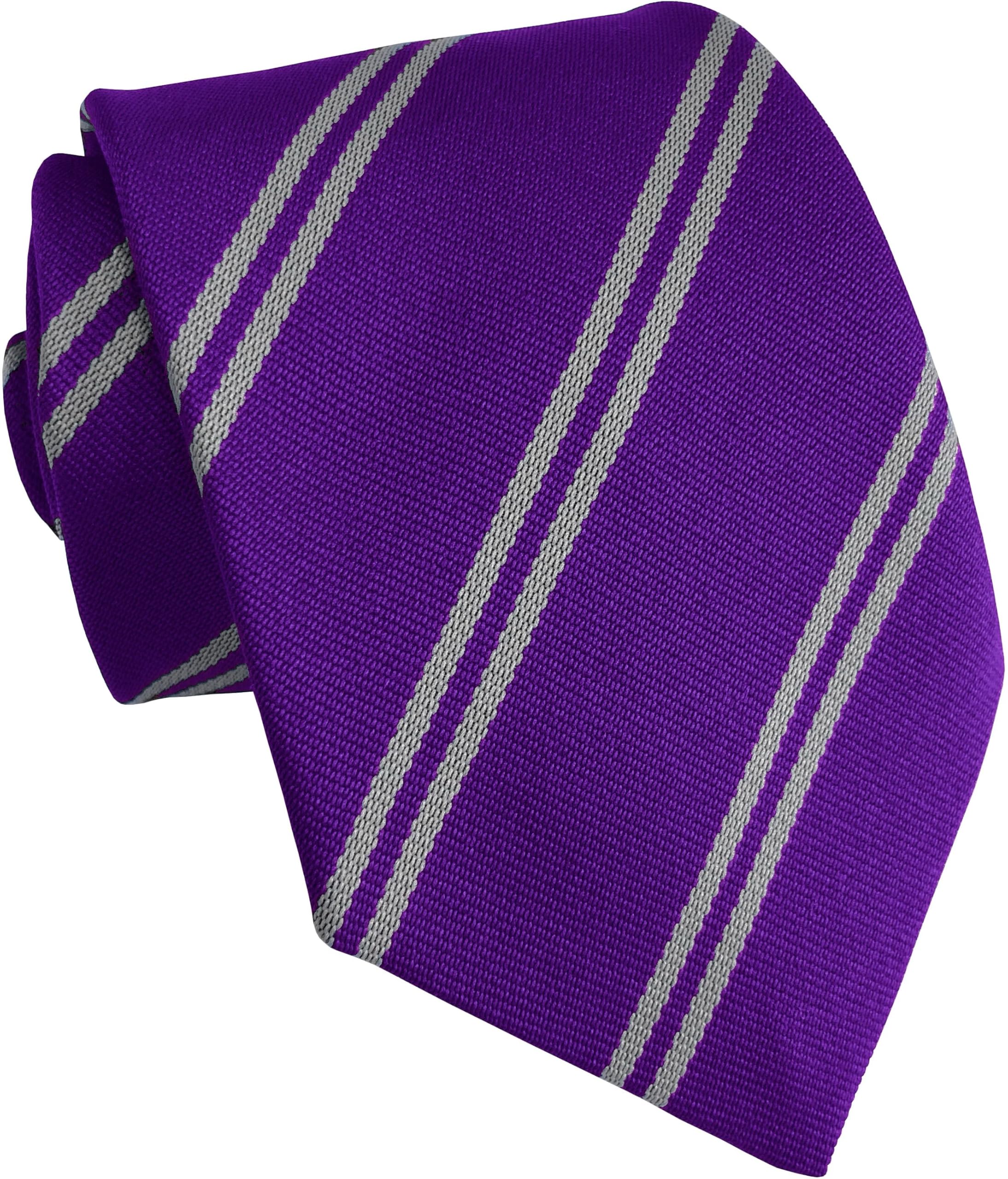 Great British Tie Club School Ties (14 Double Stripe Variations) Primary Junior Size (Purple & Grey)