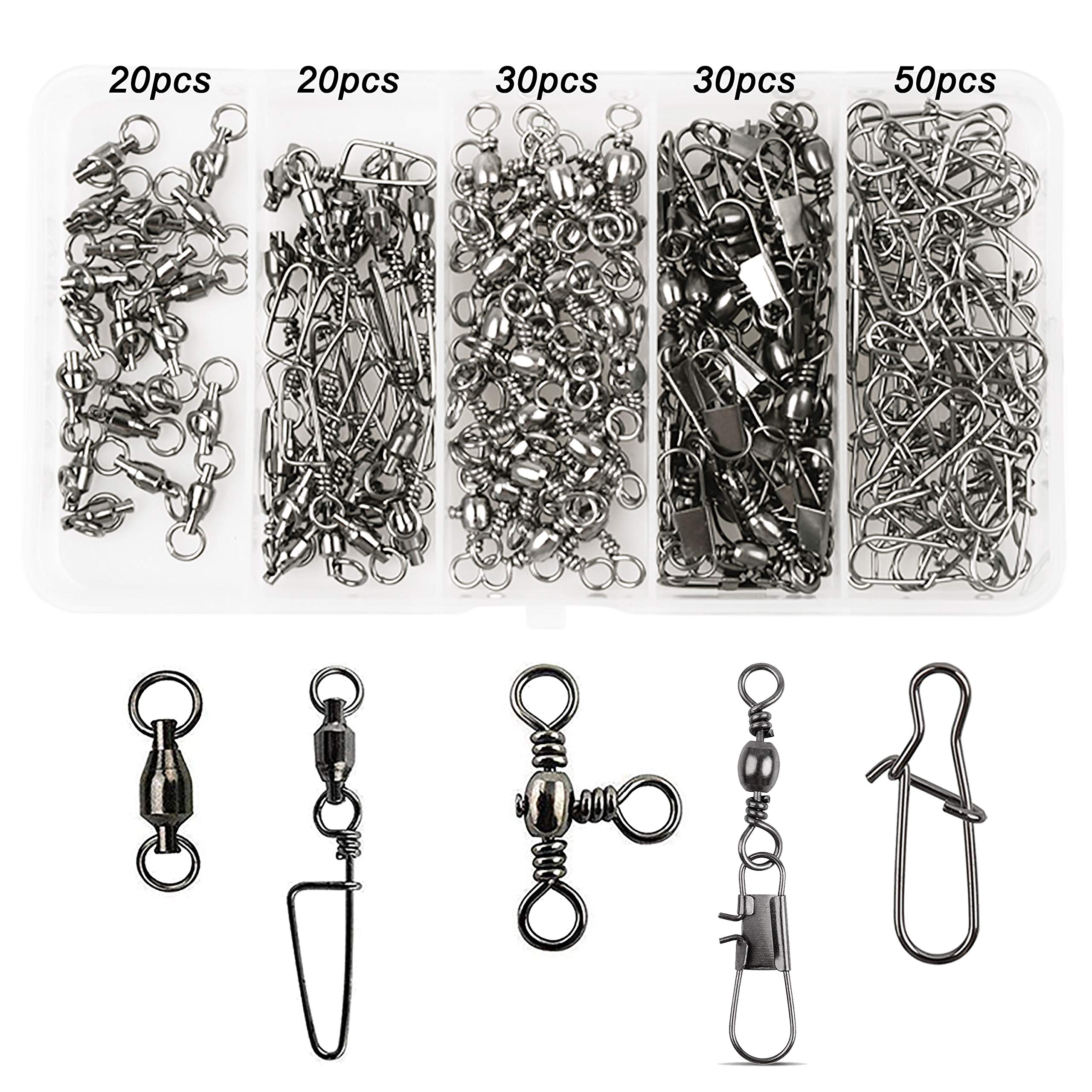 Émerillons de pêche OROOTL : kit de 150 pièces avec moustquetons et roulements - 8