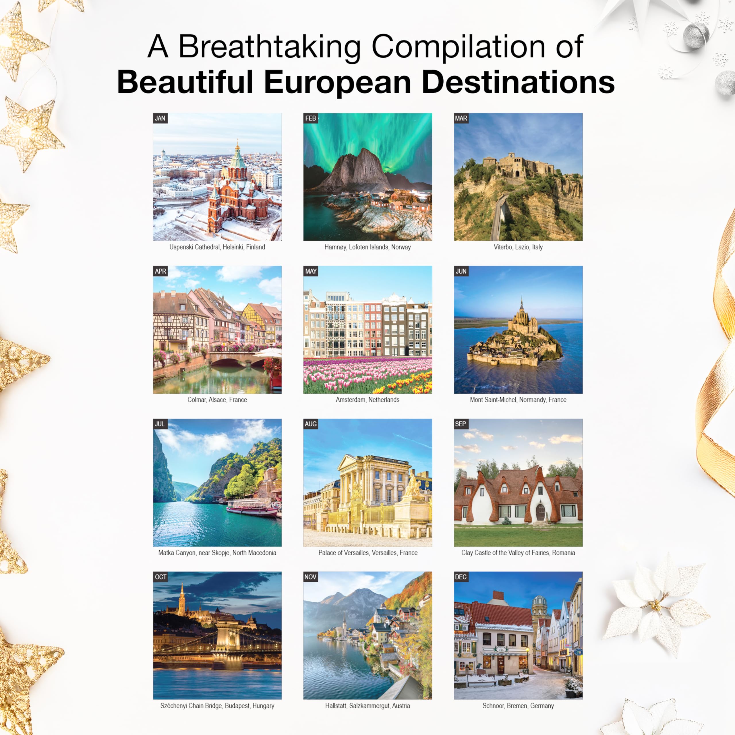 Snapklik.com : European Destinations 2026 Mini Wall Calendar 12 Month 7 ...