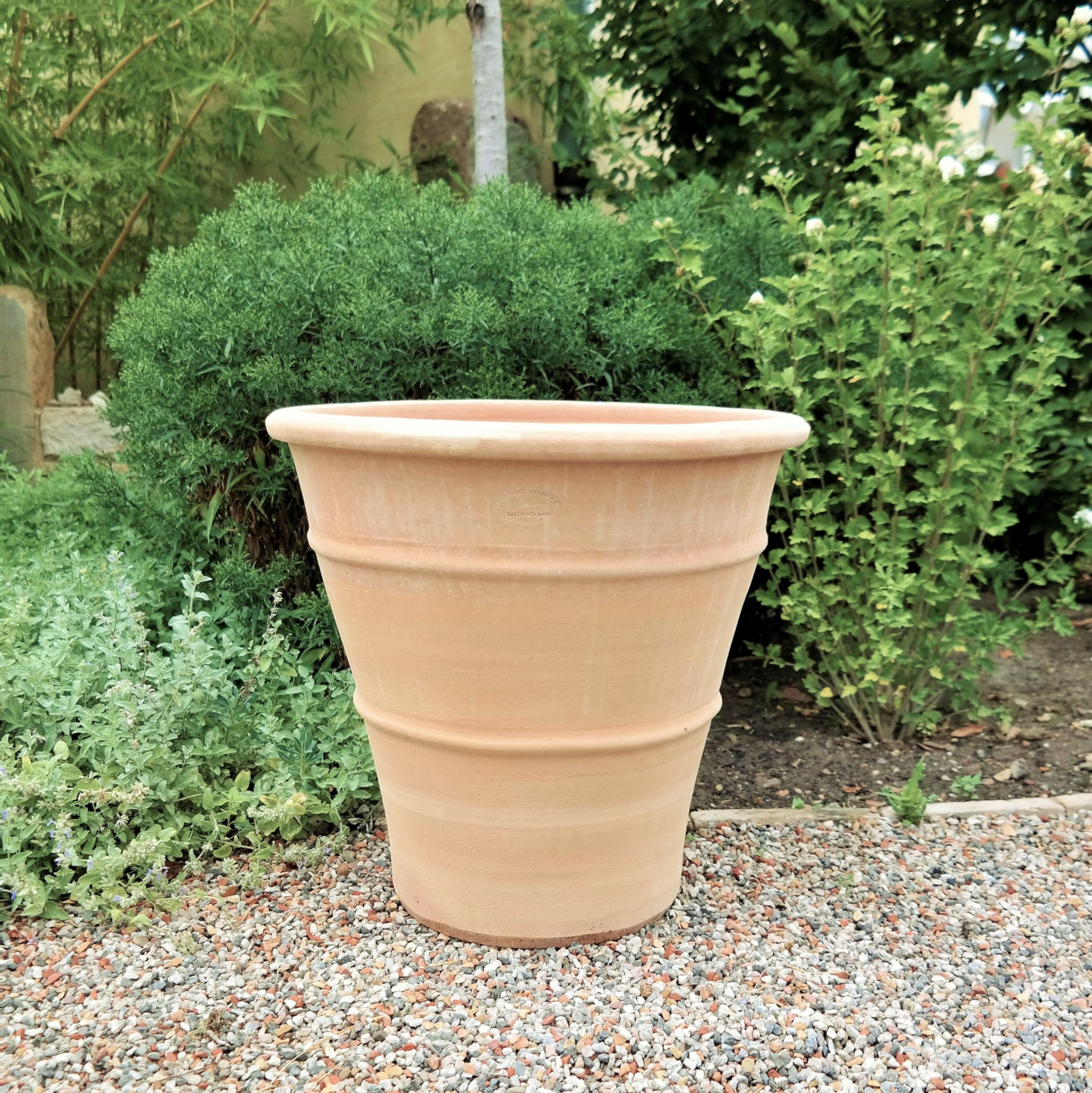 Palatina - Macetero de cerámica grande de terracota hecho a mano, resistente a las heladas, para jardín, balcón o terraza, yuca (50 cm)
