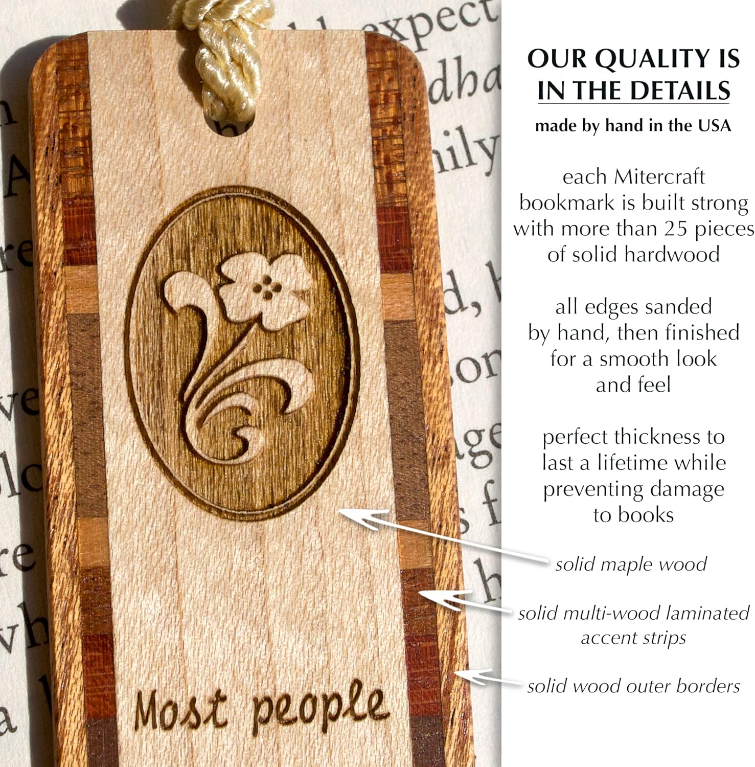 Personalized Friends Leave Footprints in Your Heart Quote, Engraved Wooden Bookmark - Made in USA - Also Available Without Personalization