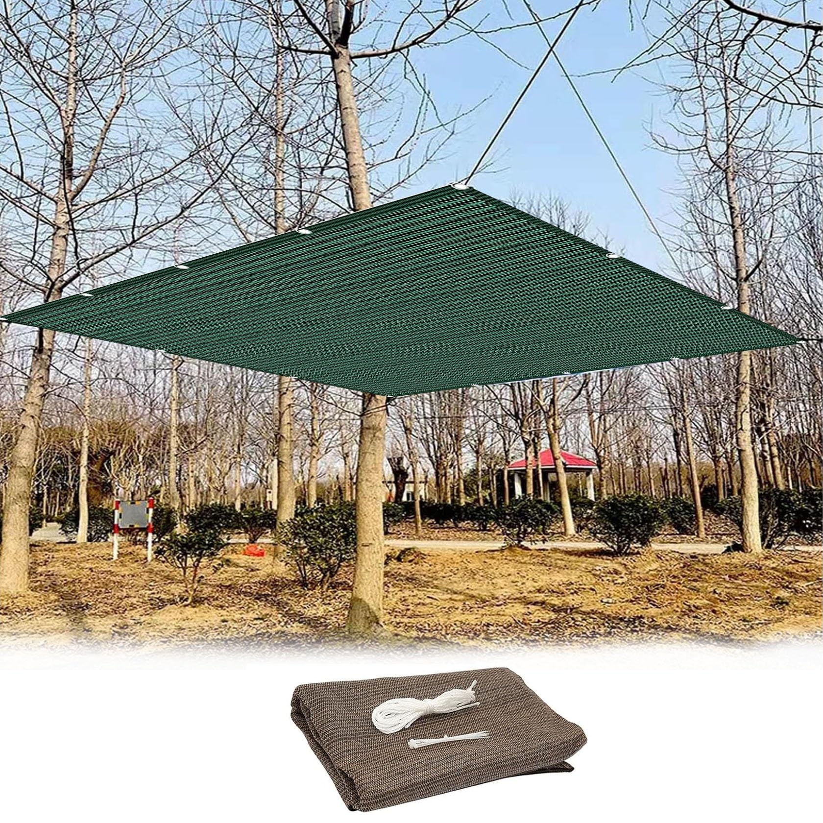 Toldos Exterior Terraza 2 x 3.4 m Protección Rayos UV y HDPE Transpirable Mallas de Sombreo con Ojales con Cuerdas de sujeción para Exterior, Jardin, Patio, Verde Oscuro
