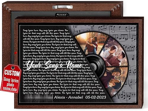 Vista 169 de H-DEWALL Letras de canciones personalizadas, lienzo enmarcado en marrón, música romántica del día de San Valentín, regalo personalizado para marido