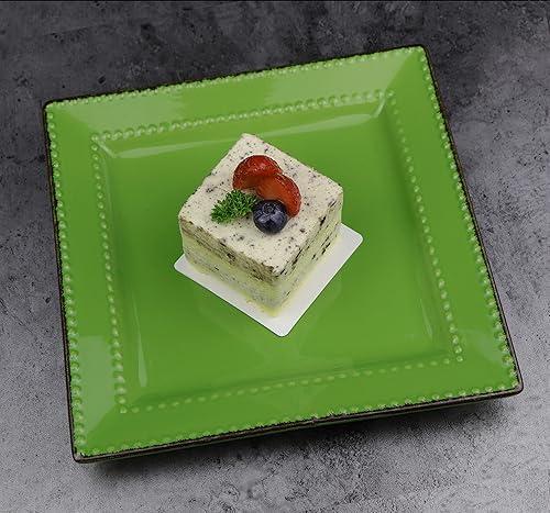 Miniatura 5 de Elegante y elegante juego de vajilla cuadrada de cerámica de 16 piezas con cuentas para organizar fiestas y eventos, color verde, 16 piezas, cuentas