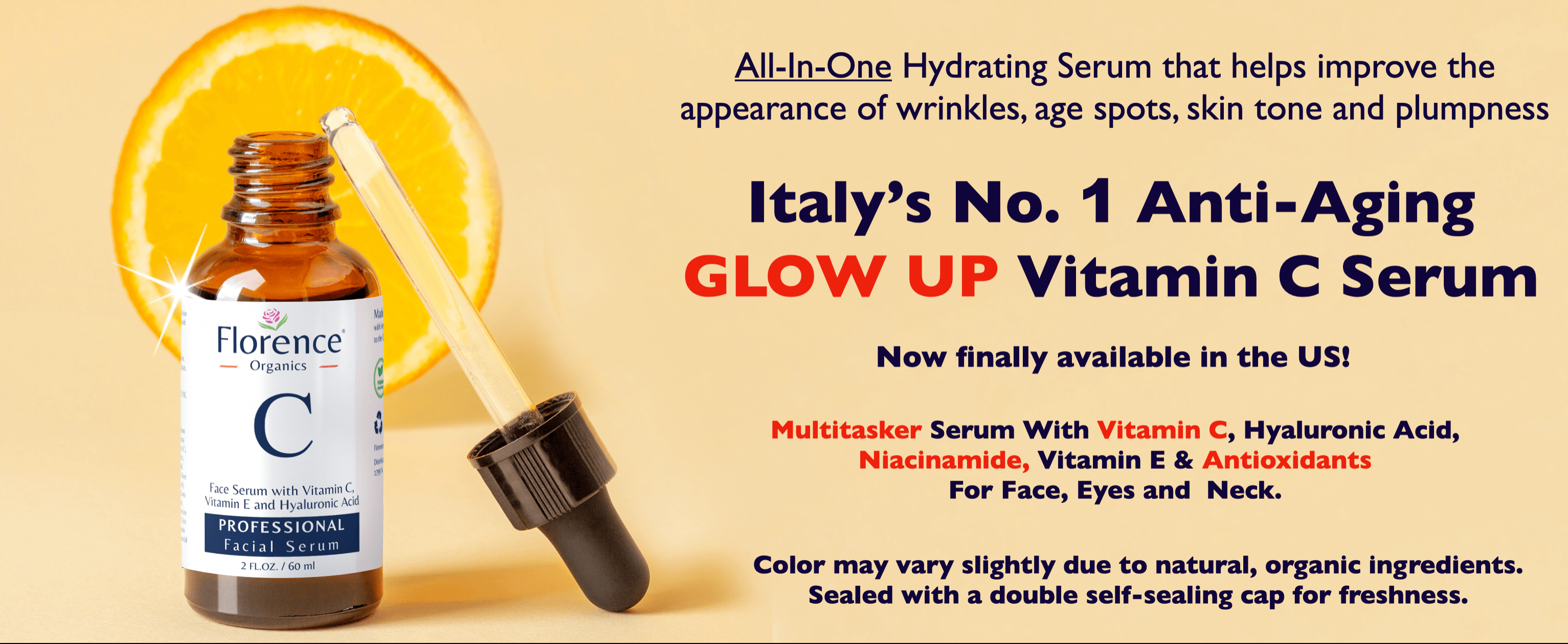 Organic Vitamin C Serum With Hyaluronic & Ferulic Acid - Anti-Aging Face Care