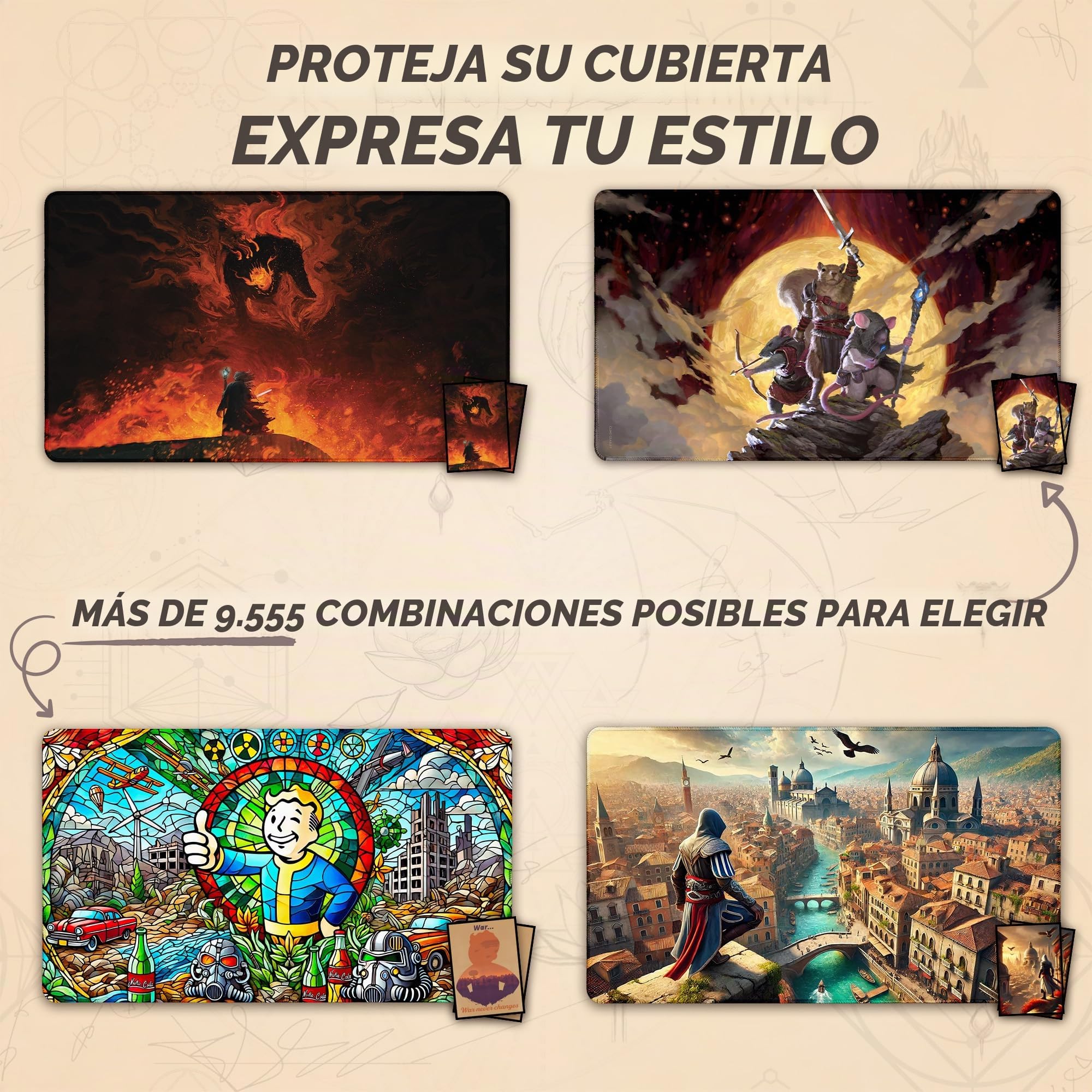 The Raven's Nightmare (Bordes cosidos) - Alfombra de Juego Bloodborne - Compatible con tapete de Juego Magic The Gathering - Juega a MTG, YuGiOh, TCG - Diseños Originales y Accesorios