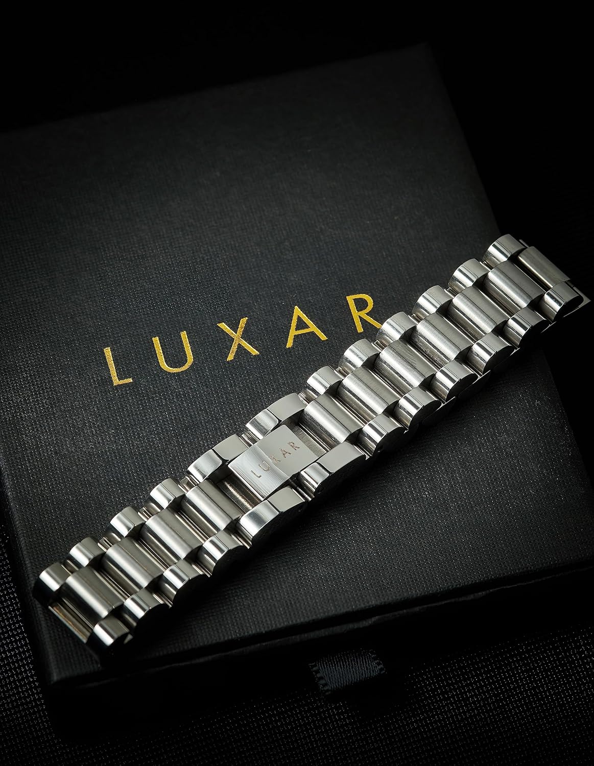 LUXAR Men's Stainless Steel Cylinder Link Bracelet | Solid Steel Adjustable Bracelet Designed for Men | Explore The World of Luxar [Brushed Silver]
