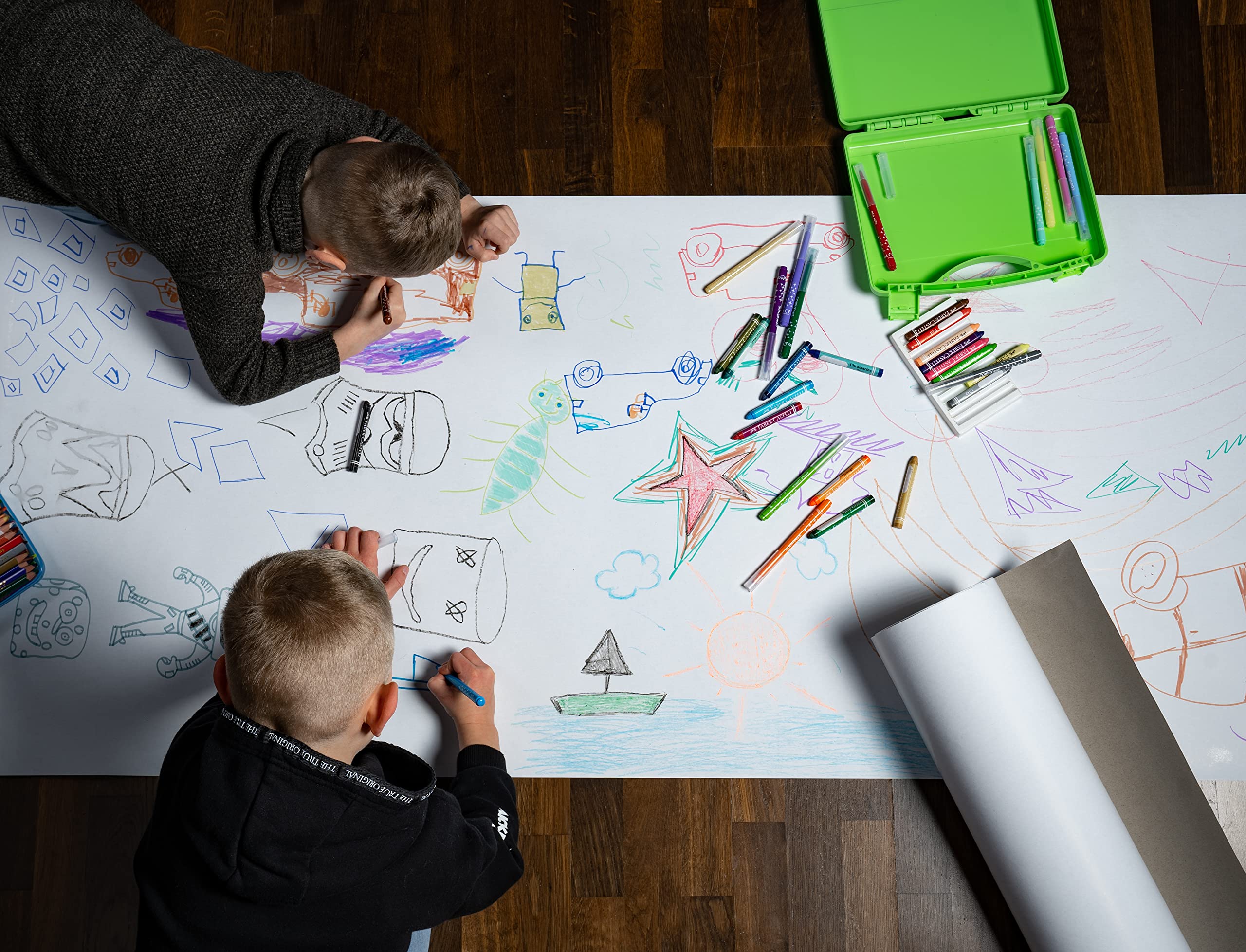 LEIPA Malpapier | 2 Rollen 0,7m x 48m (96m) | 200g/m² | Malunterlage & Skizzenpapier für Kinder, Kita & Schule | 100% Recyclingpapier