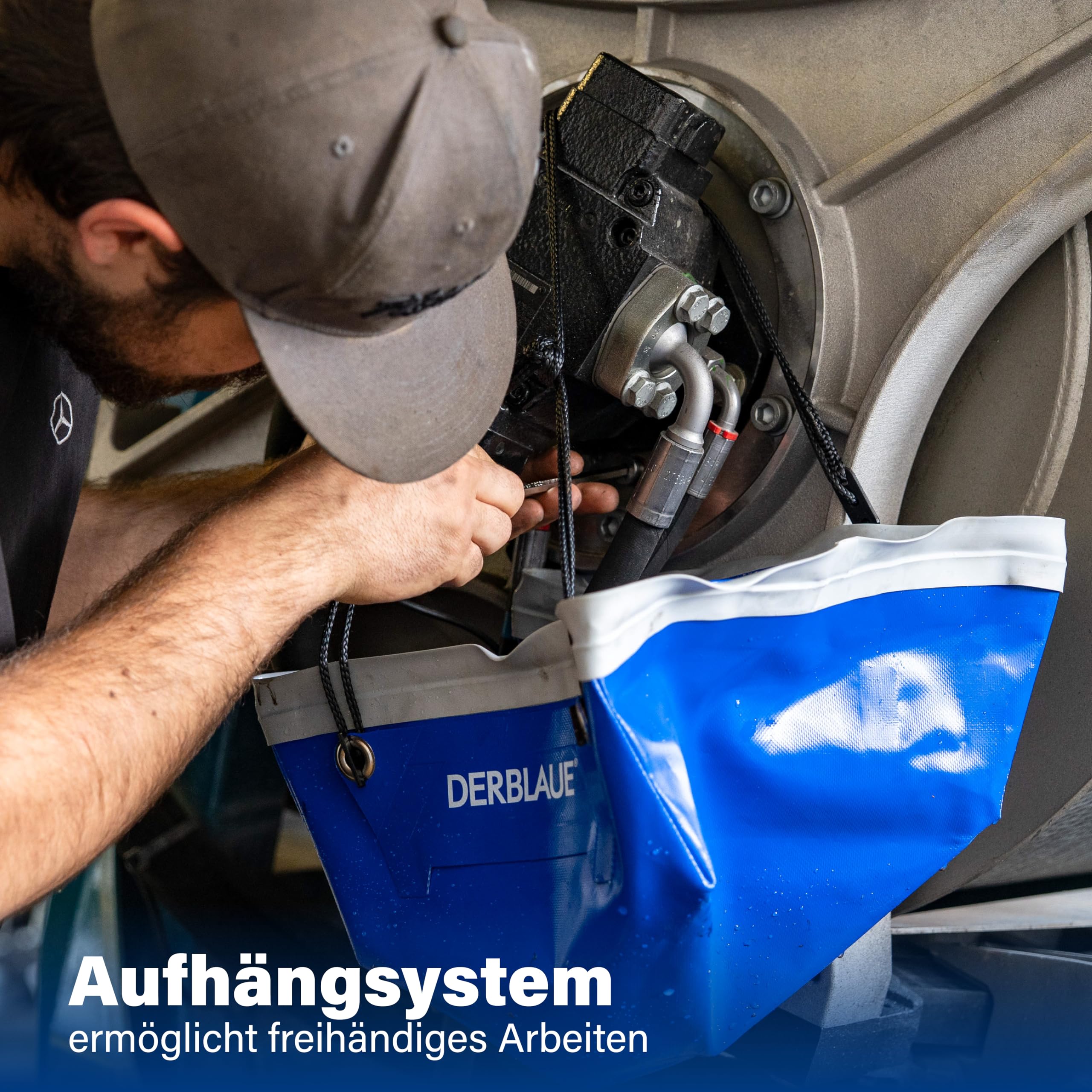 DERBLAUE® 10L Profi-Wanne flexibel – Magnetische Auffangwanne für engste Baustellen, knickbar, ideal für Ölwechsel & Heizungswartung