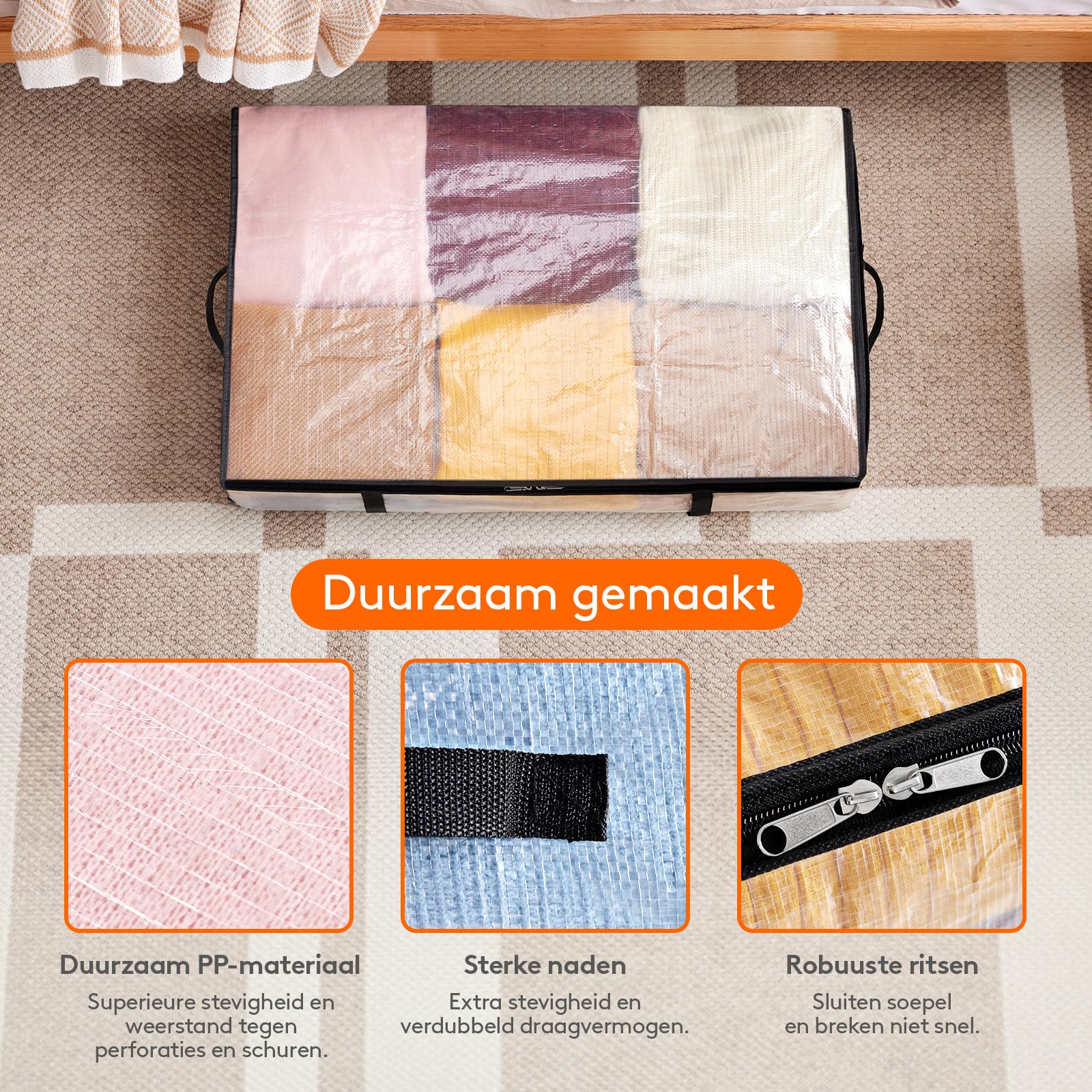 Fixwal 6 stuks doorzichtige deken opbergzakken met rits