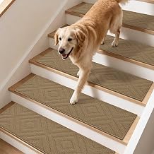 BEQHAUSE Stair Treads for Wooden Steps Non Slip, 28X9in, 14pcs, Light Brown
