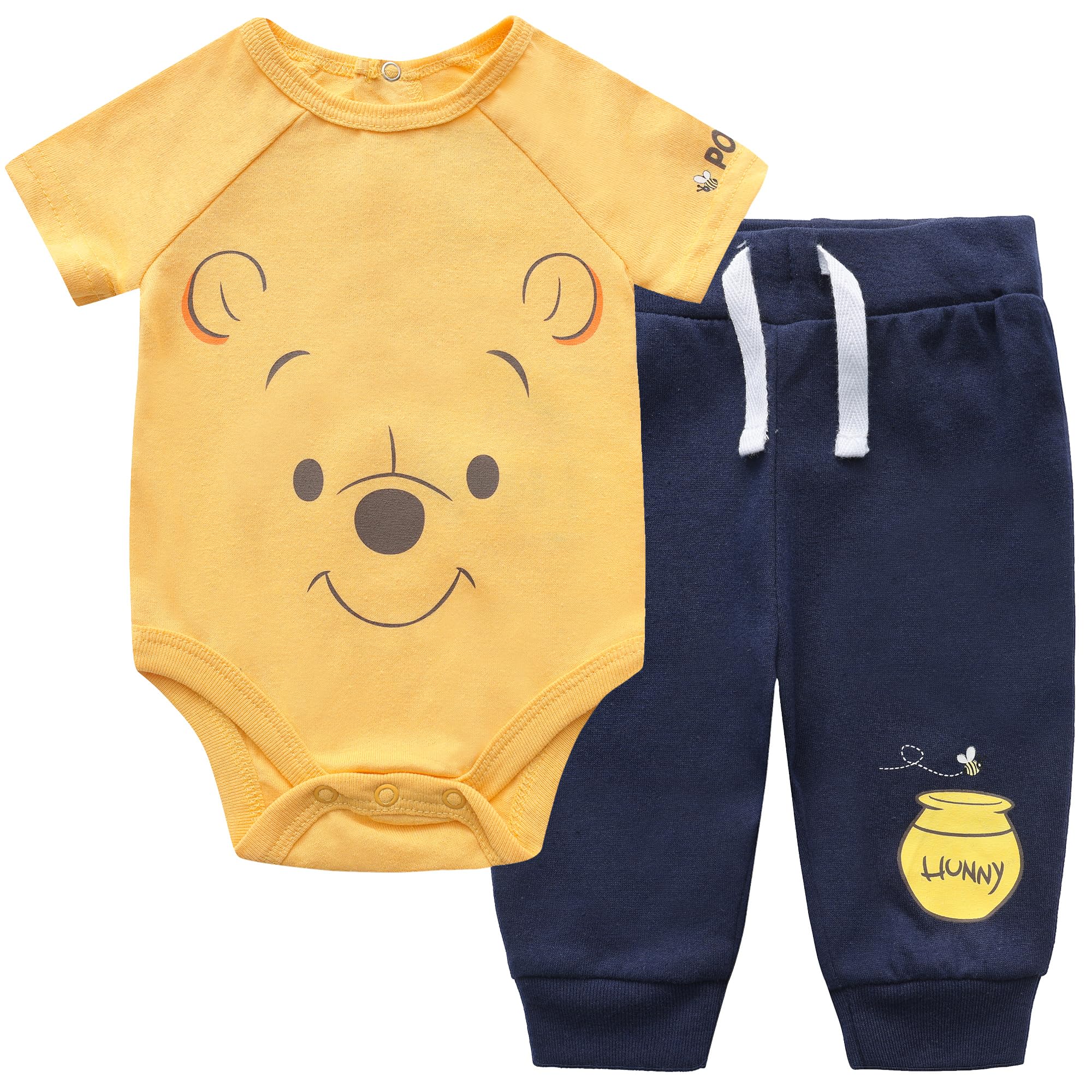 Disney Winnie The Pooh Baby-Body und Jogging-Set für Neugeborene, Marineblau/Gelb