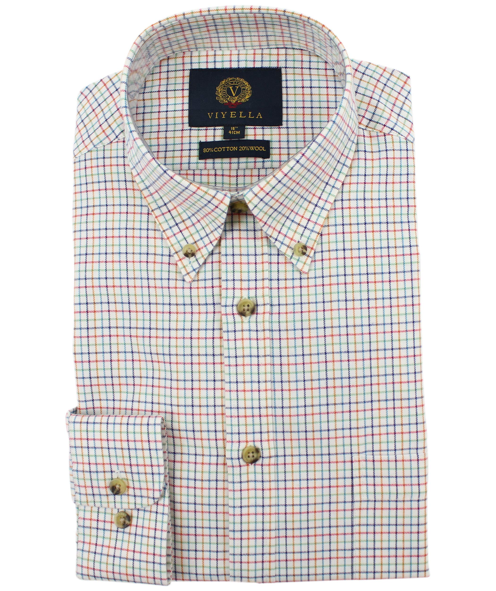 Russet Mini Tattersall 80/20 Cotton Wool Blend Button Down Collar Shirt