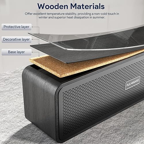 Miniatura 4 de FULMINARE Altavoces Bluetooth inalámbricos de madera con sonido estéreo de 50 W, altavoz portátil Bluetooth 5.3 para un tiempo de reproducción