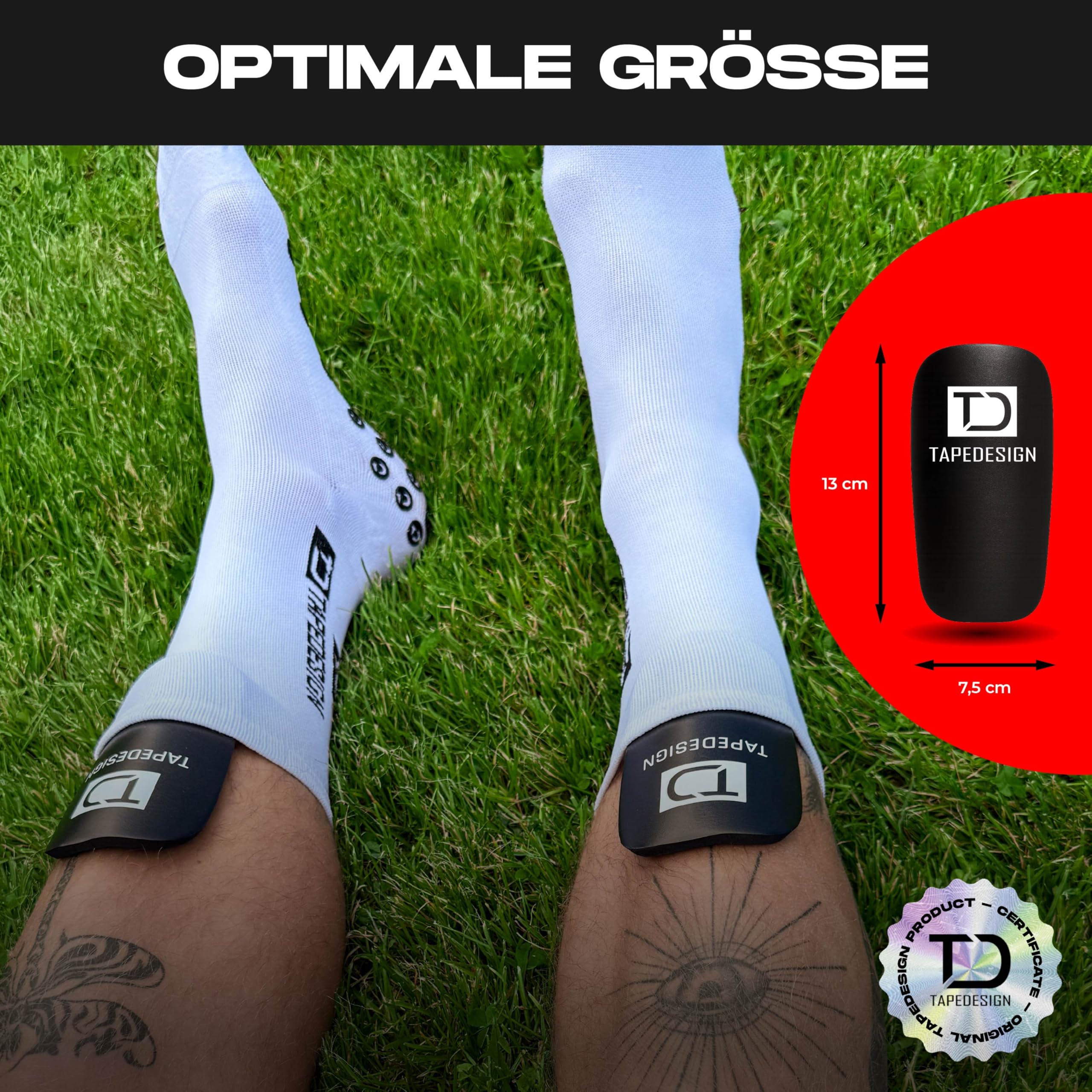 TAPEDESIGN - Mini Schienbeinschoner Fußball für Kinder & Erwachsene - Ultraleicht & flexibel für perfekten Sitz - kaum spürbar & weich - Schienbeinschutz klein - Shin Pads