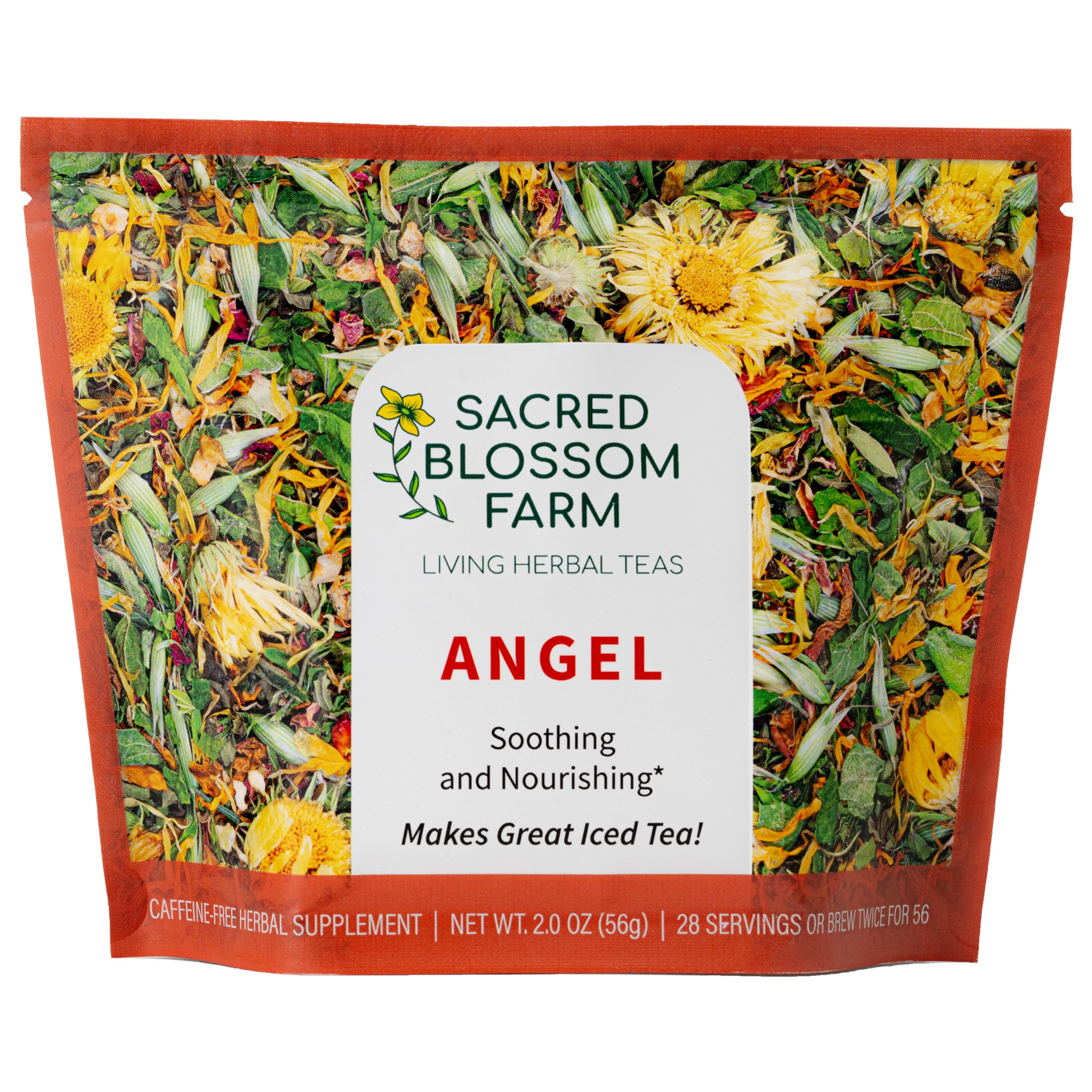 Angel Herbal Tea | Sacred Blossom Farm | 2 oz. Loose Leaf Tisane | Soothing and Nourishing | Organically Grown in Wisconsin | Herbal Tea & Medicinal