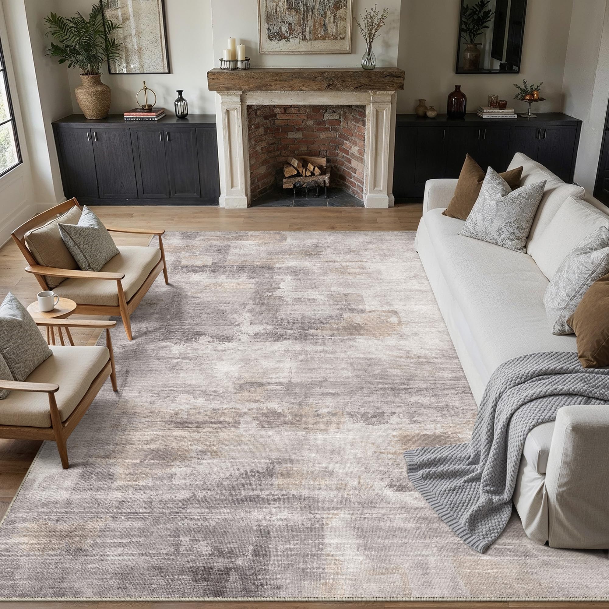 PureCozy Rugs Living Room Rug 200x300cm Grey Brown Washable โ image 1
