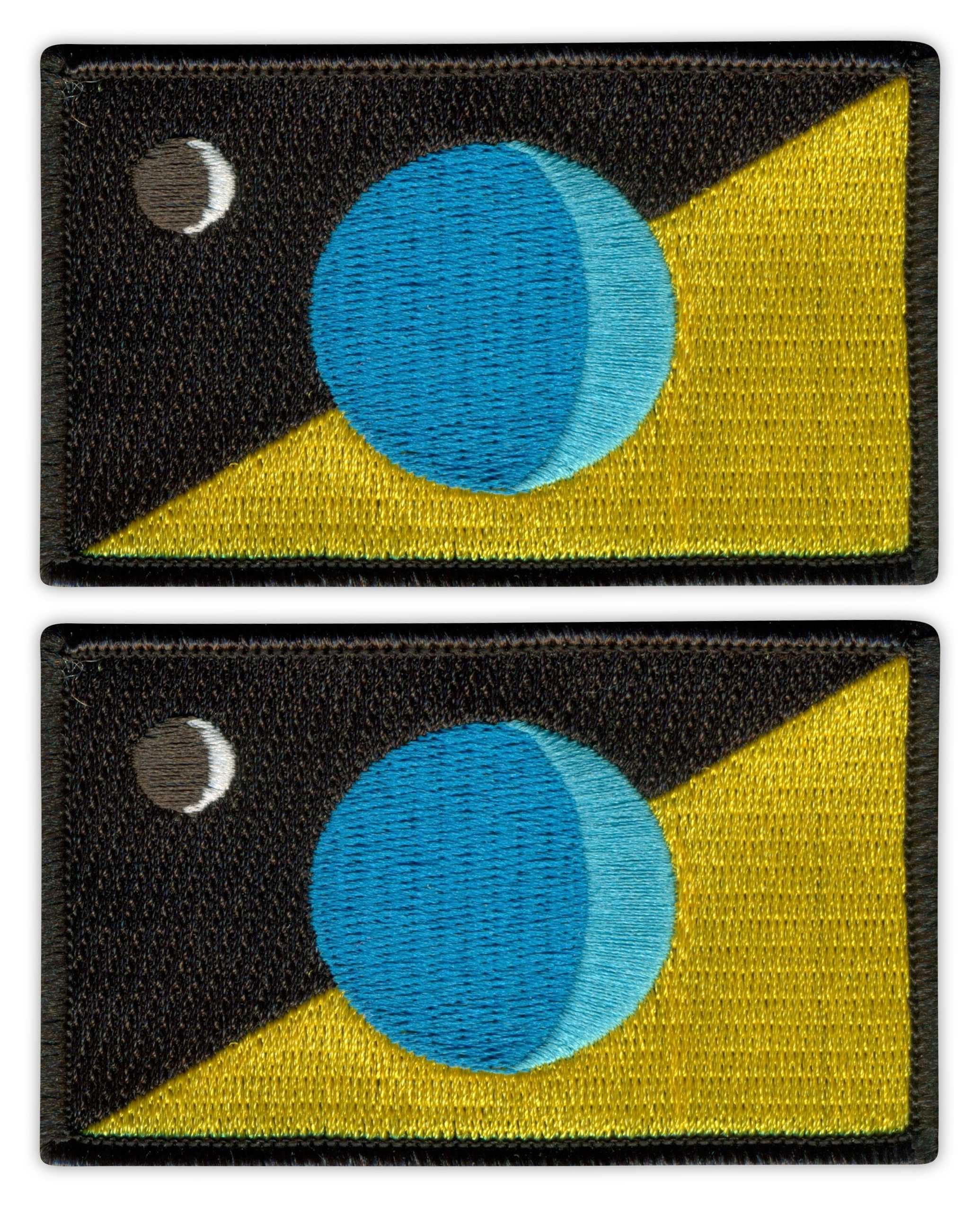 Set of Two - The Flag of The Earth by Philip Kanellopoulos - 2004 - Merrow Border - Black VeIcro/Hook and Loop Backing - Embroidered Patch/Badge/Emblem