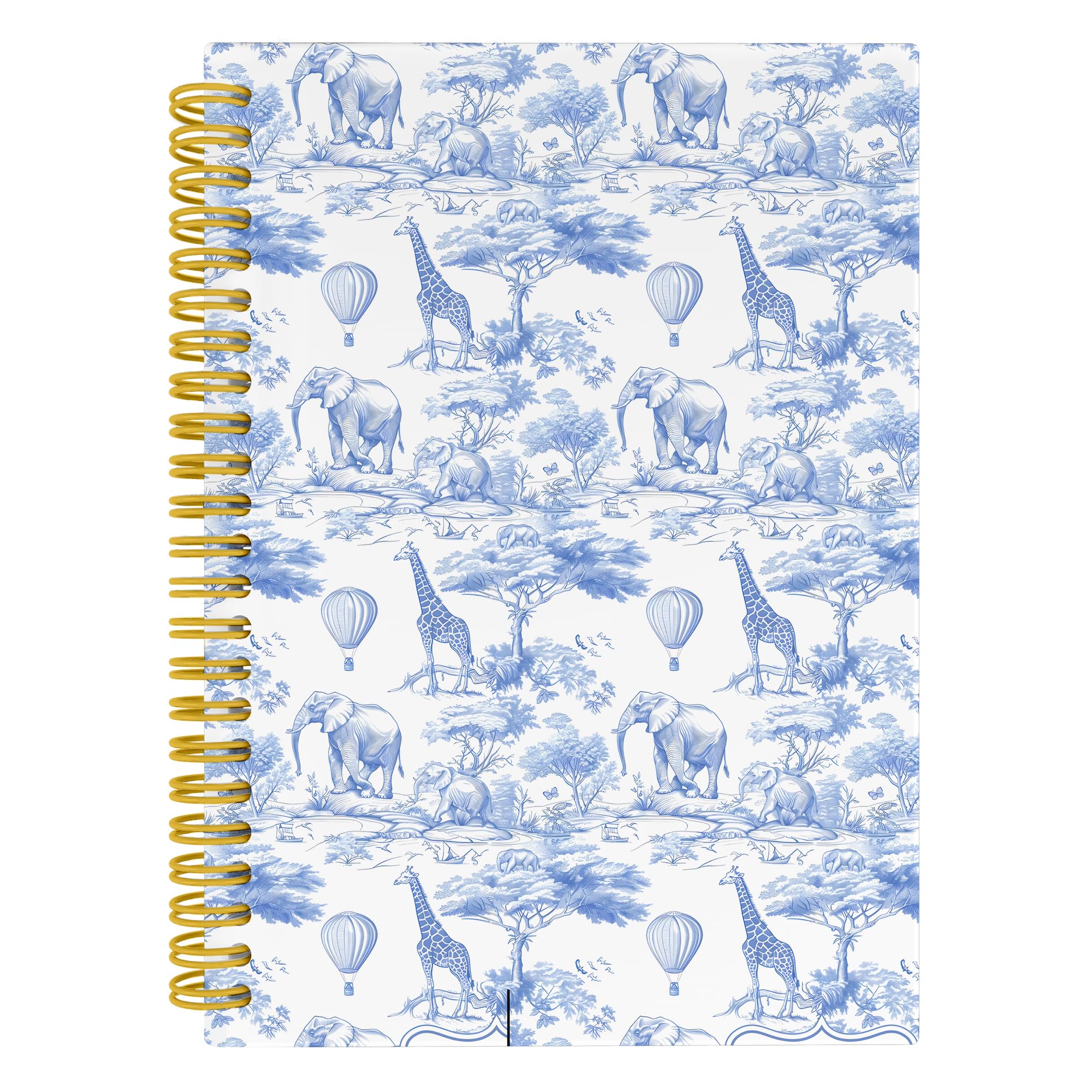 Nipil Blue Chinoiserie Woodland Animals Notebook, Journal, Kids Journals for Boys Girls, Animal Lovers Gifts, Grandmillennial Blue Hardcover Spiral