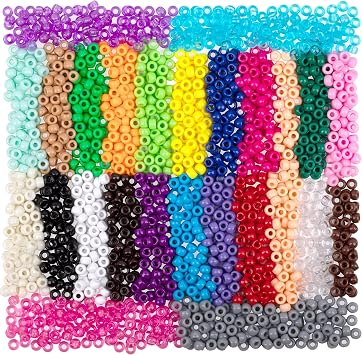 Colourful Plastic Pony Beads for Bracelet for Jewelry Making for Friendship Bracelets 6x9mm Multi-Colored for Beads Hair Braiding DIY Bracelet Necklace Party Decoration Supplies
