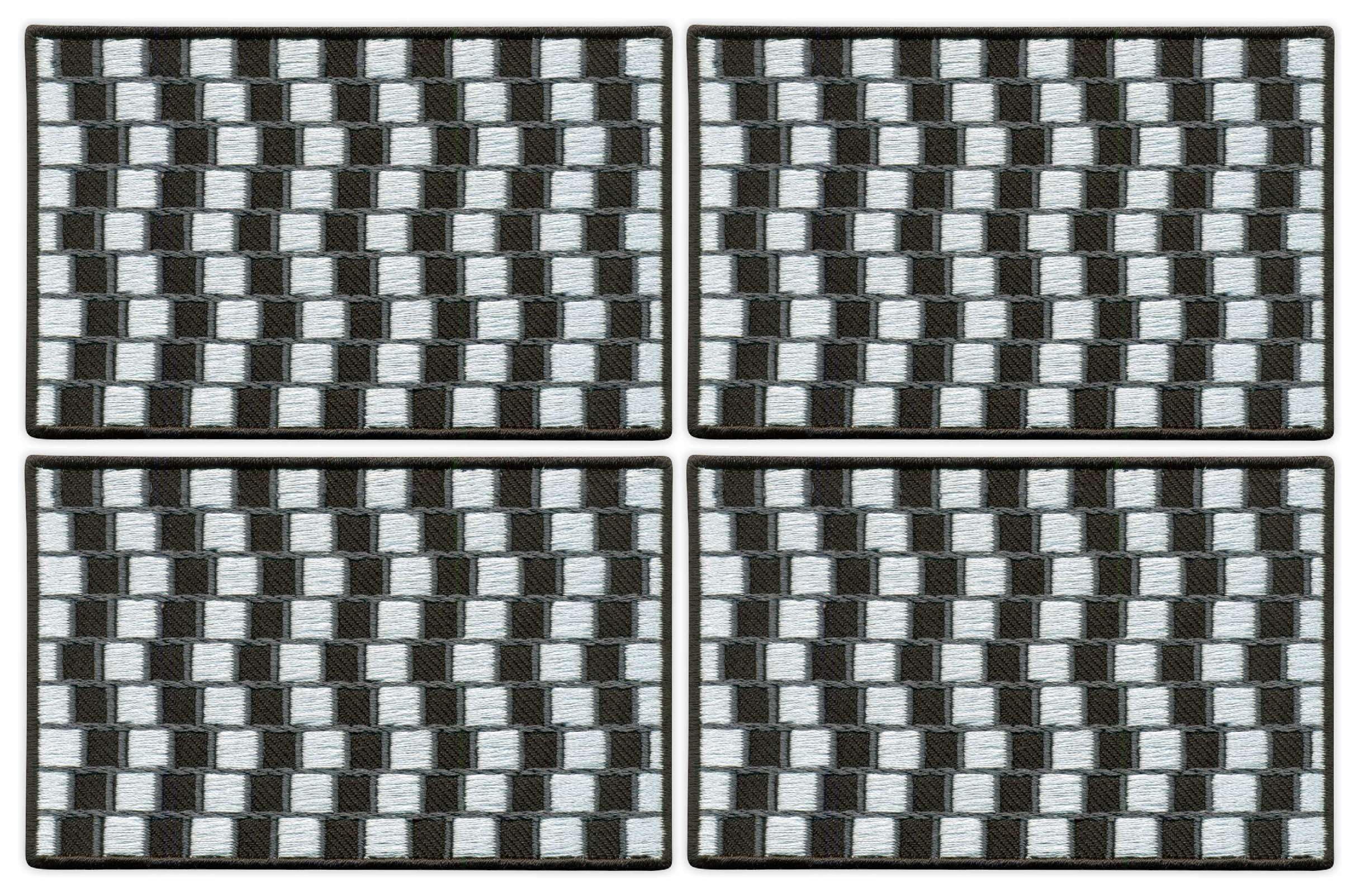 Zestaw Czterech - Patchion ŚCIANA KAWOWA - Iluzja Optyczna, Seria Op-Art - Czarny Oraz - Hafciana Łatka/Odznaka/Emblemat