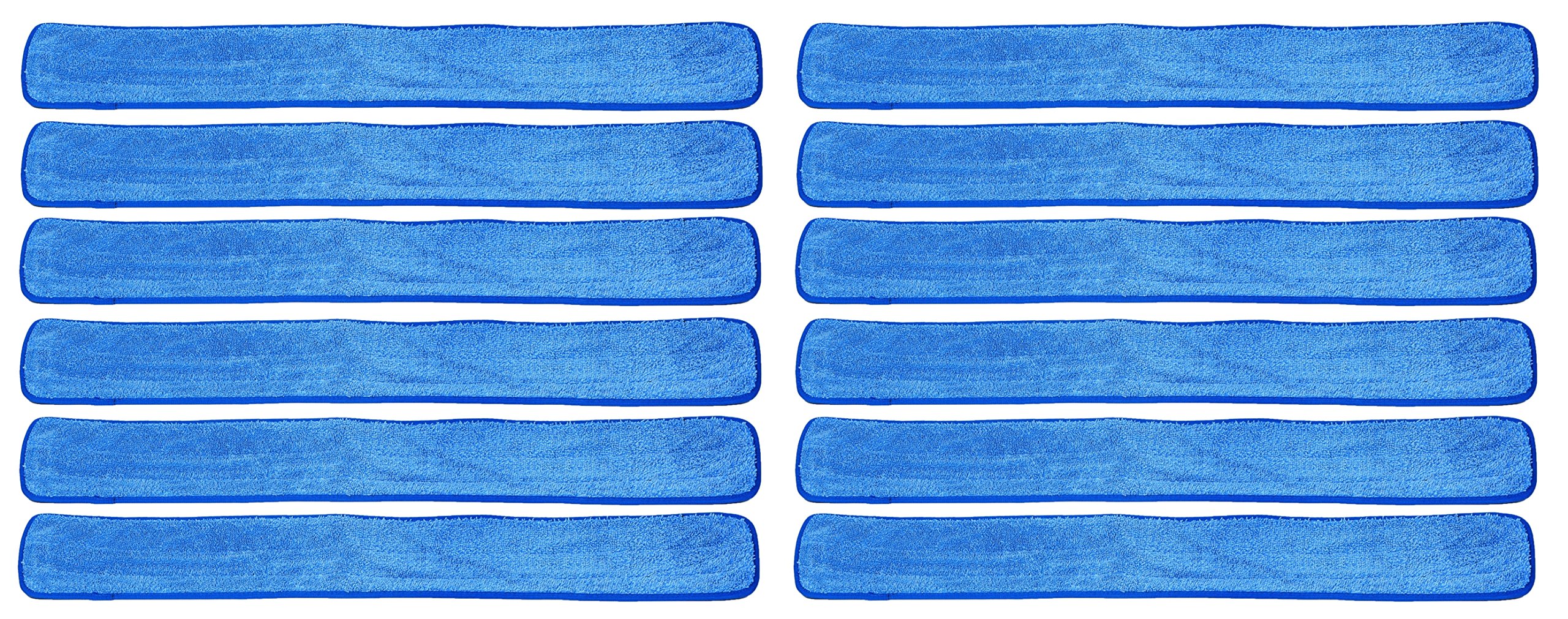 Real Clean 48 inch Microfiber Wet Mop Refill Pads for Flat Microfiber Mop Frames (Pack of 12)