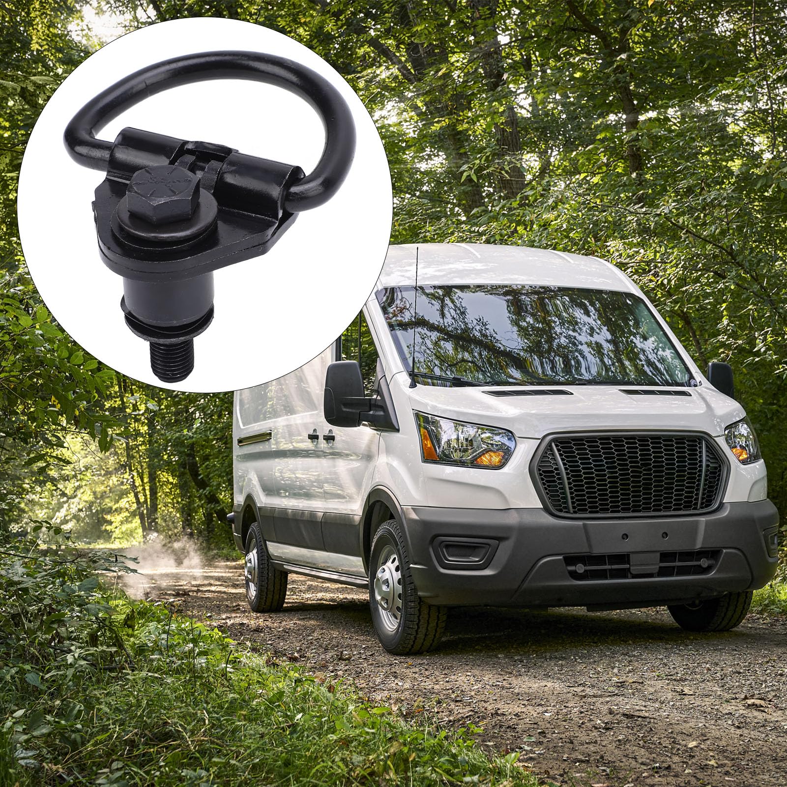 Fabater 6 Ganchos en D para Amarre de Carga, Furgonetas con Revestimiento Inoxidable de Acero Negro, Reemplazo Directo para Furgoneta de Carga Transit 150 250 350 2015 a 2024