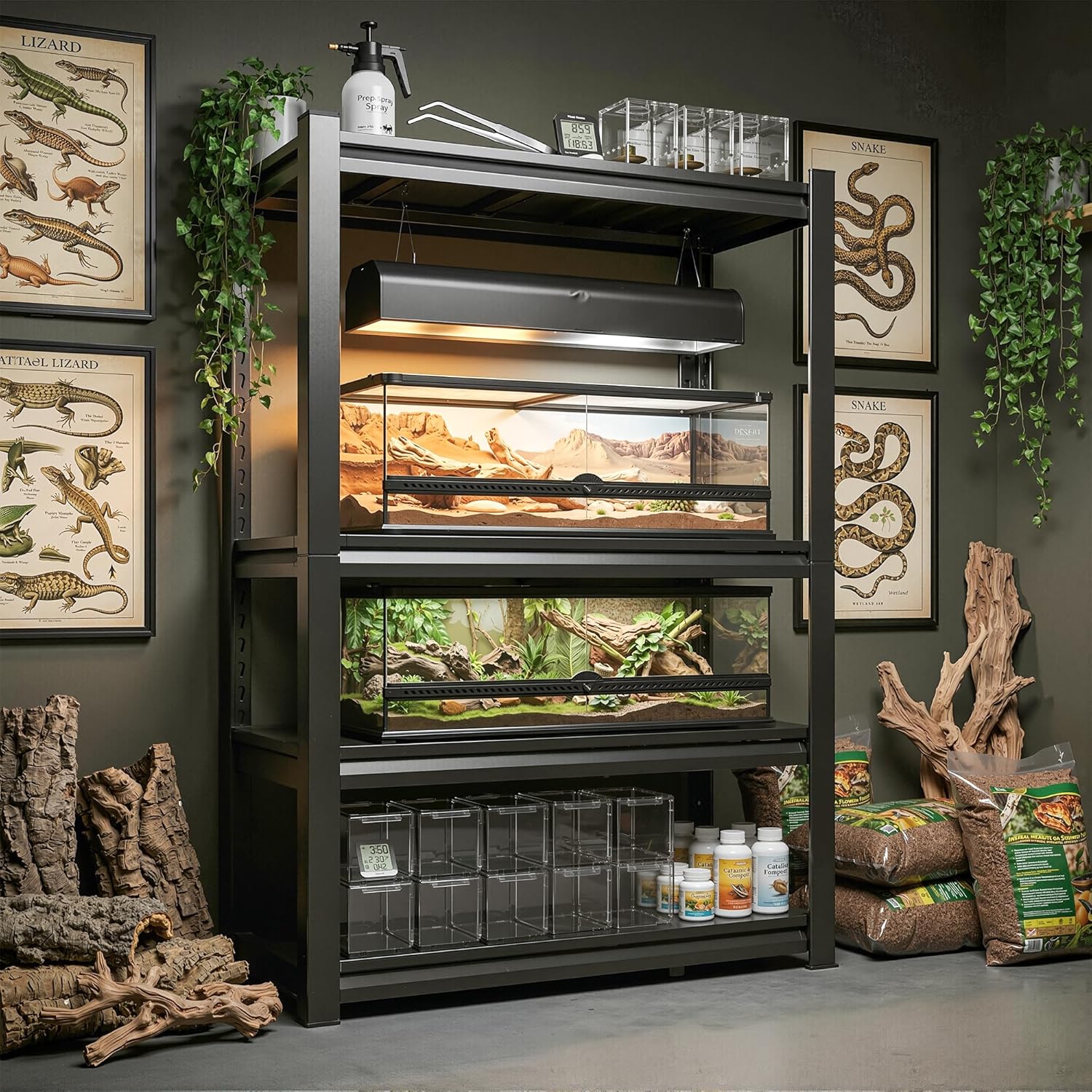 72''H Storage Shelves Heavy Duty Load 3000LBS,5 Tier Metal Shelving Unit, Adjustable Storage Rack Garage Shelving for Home Garage Basement Pantry Closet Organization,72”H x 36”W x 16”D,Black