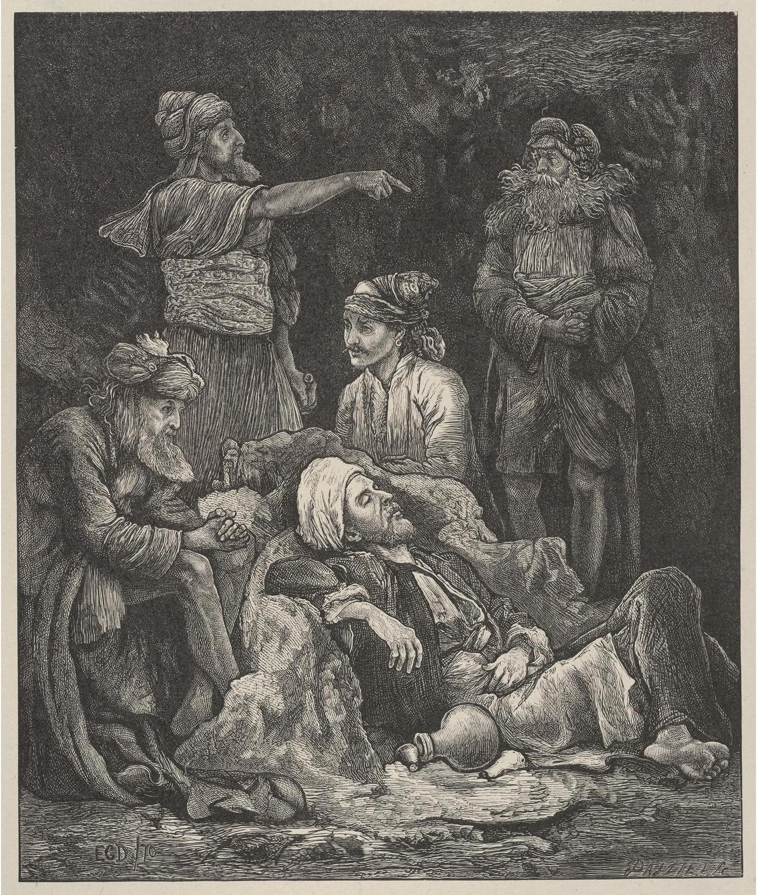 ArtDirect The Five Kings Hiding in the Cave (1865-81) Unframed Art Print Giclee Poster by Edward Gurden Dalziel - Ready for Framing with Customization Sizes 8x9, 11x13, 16x19, 24x28, 36x43 and 48x57 inches