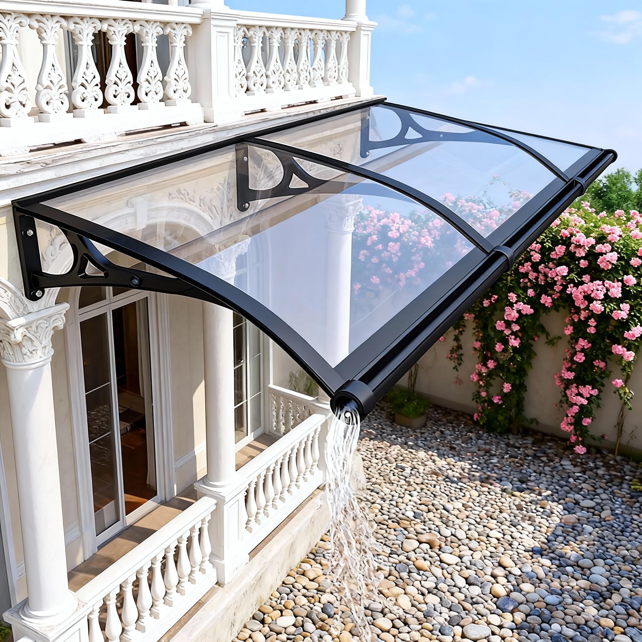 GJMSSMY Outdoor Door Canopy, UV & Rain Protection Awning for Windows & Patios, Weather-Resistant Polycarbonate Cover, 60x80cm, Ideal for Entryways & Terraces